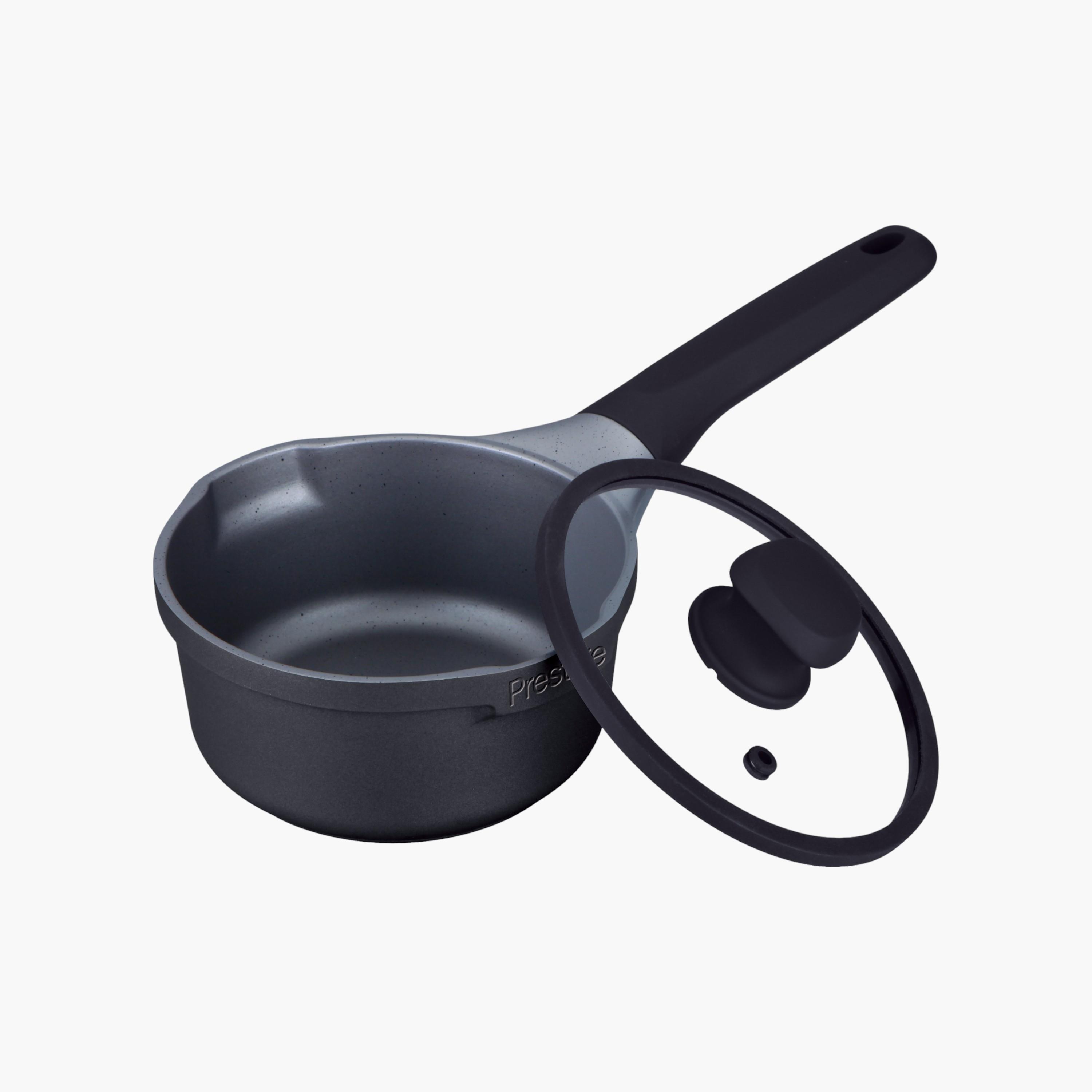 Prestige Essential Die Cast Aluminium Non-Stick Saucepan with Glass Lid - 16 cm