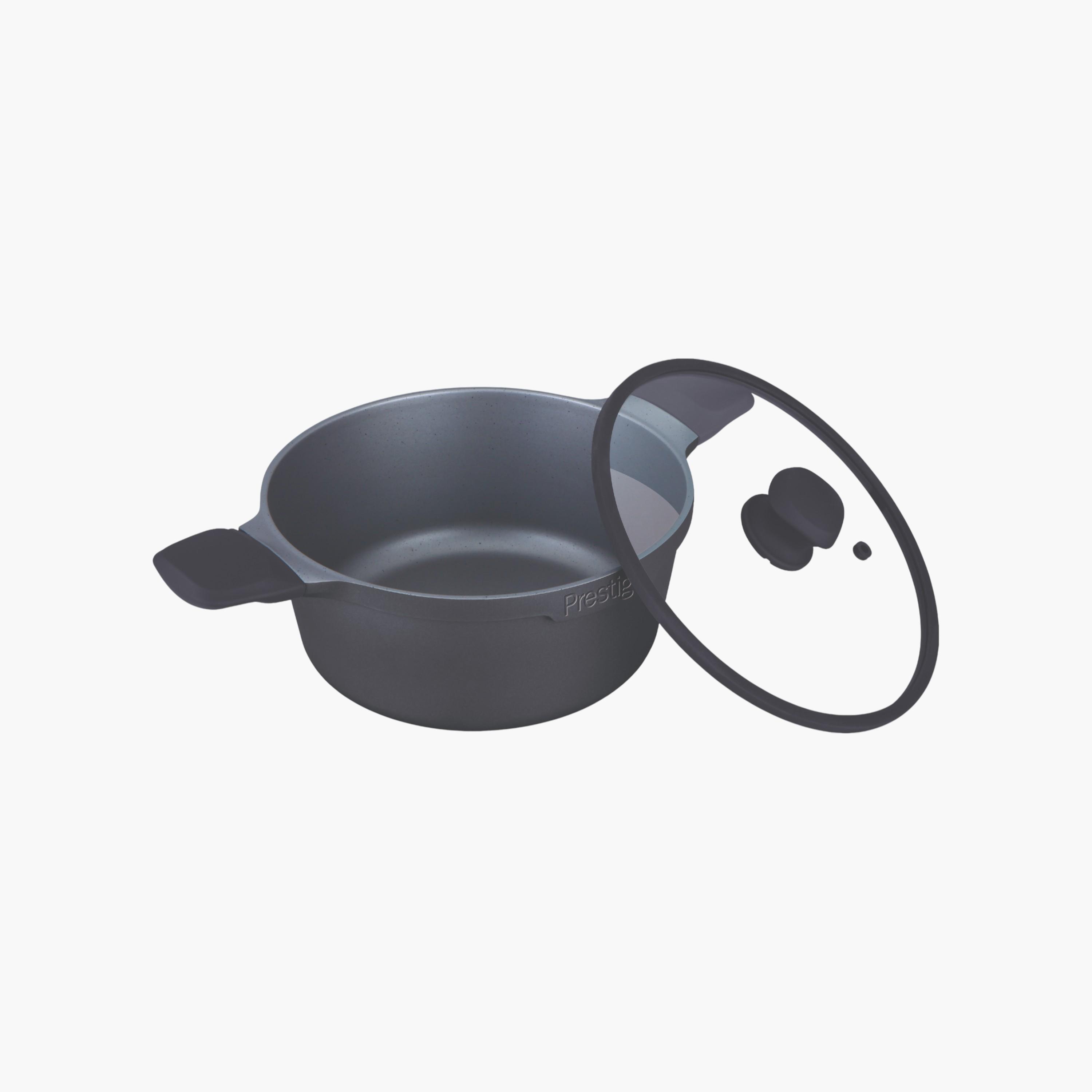 Prestige Essential Cast Aluminum Non-Stick Induction-Based Casserole with Glass Lid - 24 cm