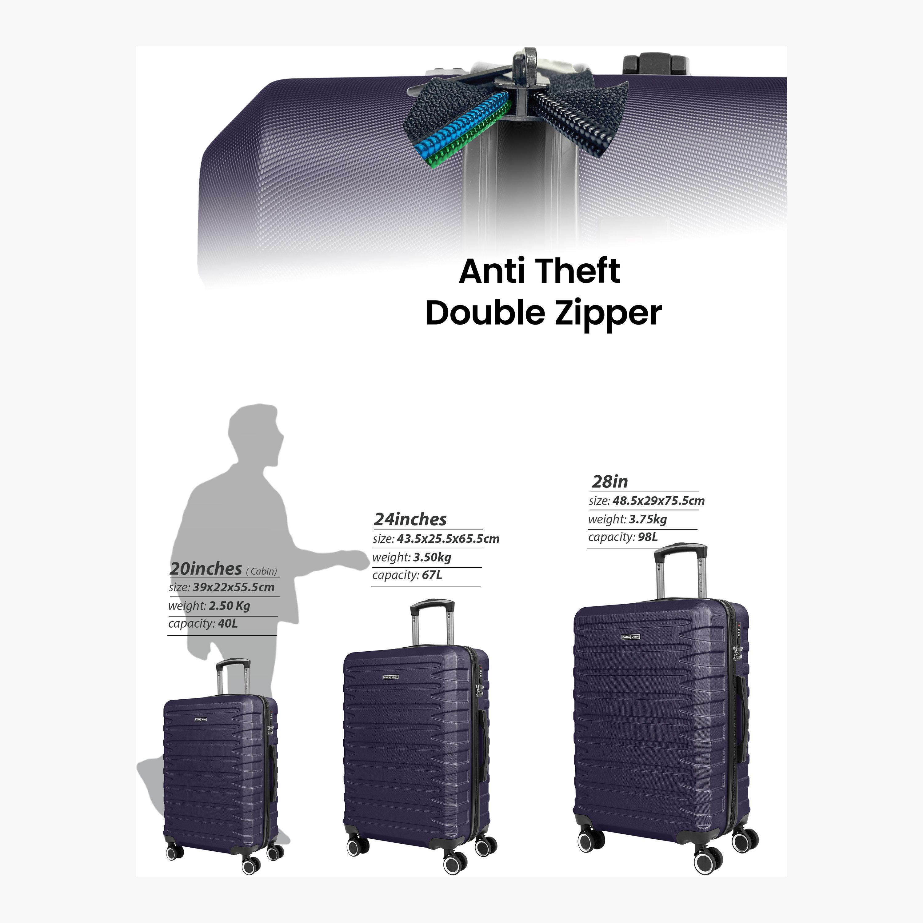 Para John Streamline Set of 3 ABS Hard Sided 4-Wheeler Spinner Trolley Bag with Combination Lock-travel-luggagesandbags-luggage-image-5