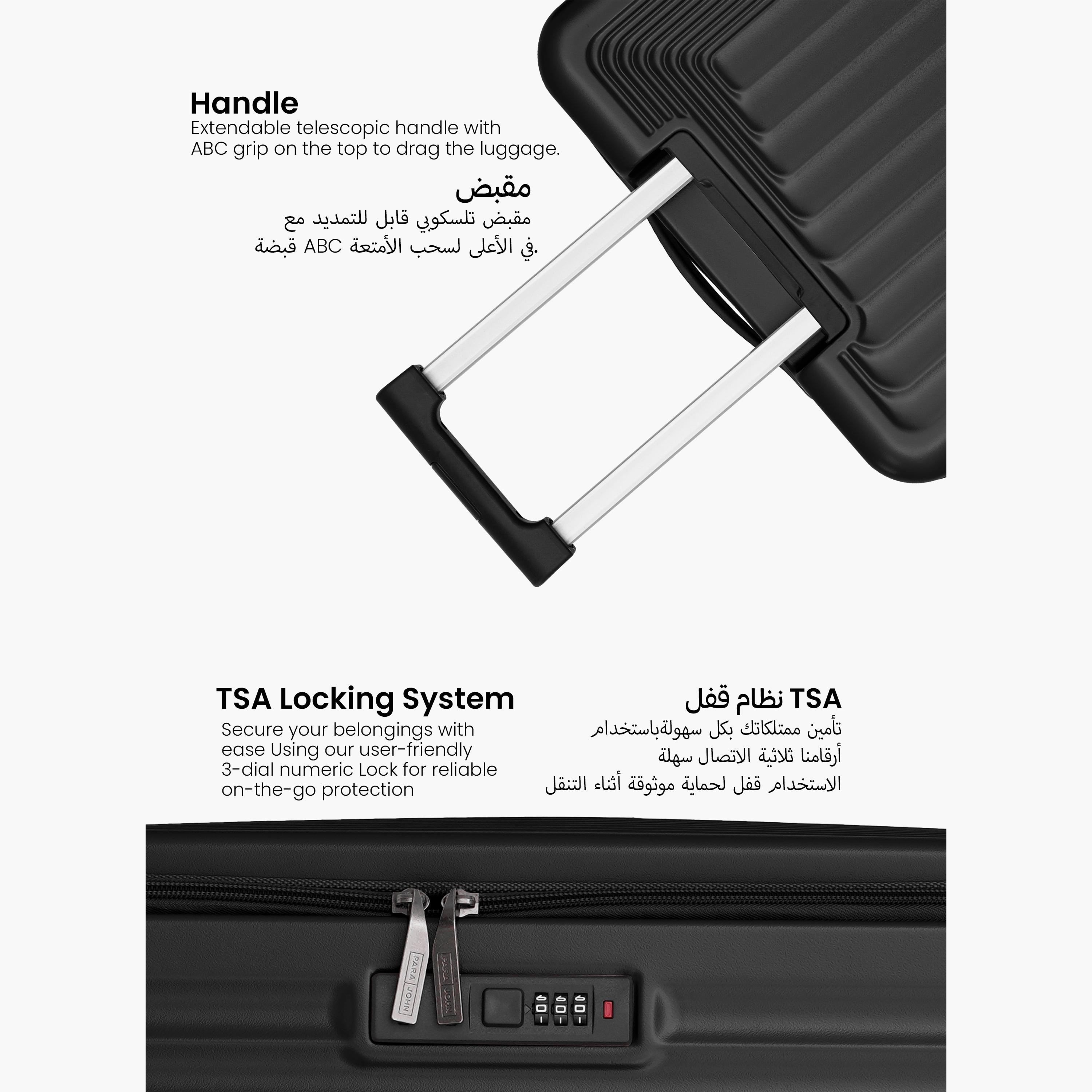 Para John Rocklite Set of 3 ABS Hard Sided 4-Wheeler Spinner Trolley Bag with Combination Lock-travel-luggagesandbags-luggage-image-2