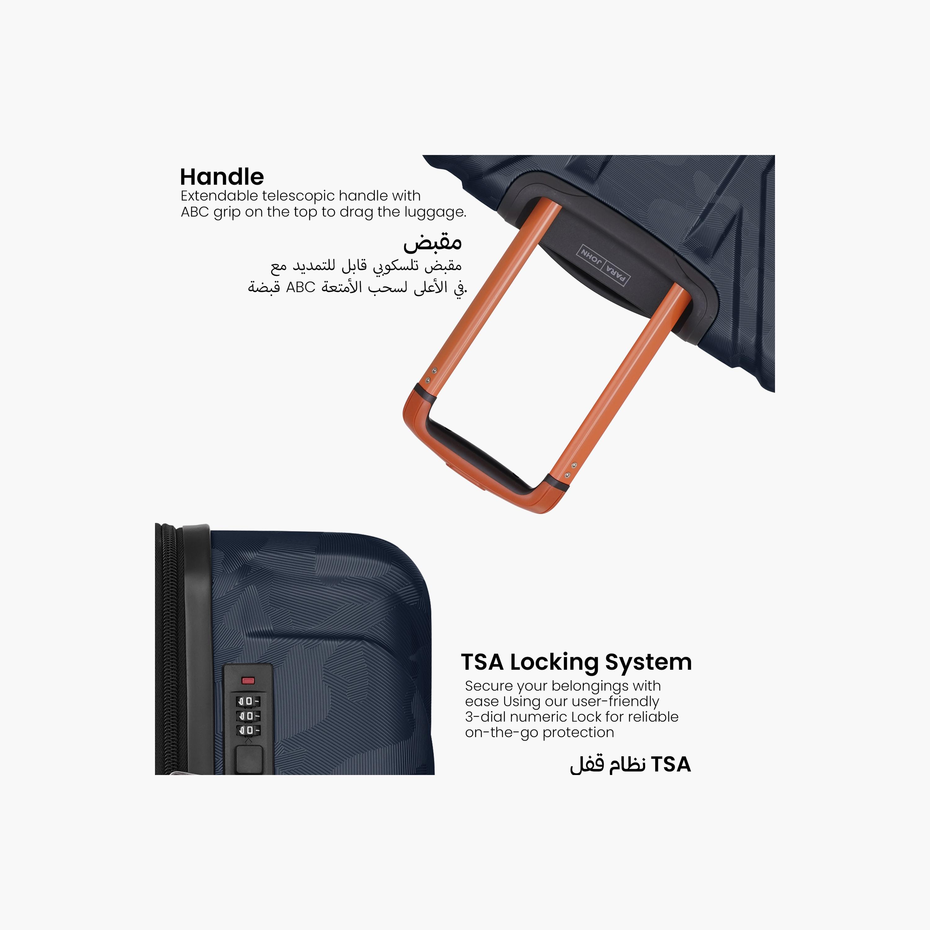 بارا جون- طقم شنط سفر بعجلات دوارة 3 قطع من مادة ABS وجوانب صلبة بقفل مركب | PJTR3230-travel-luggagesandbags-luggage-image-5