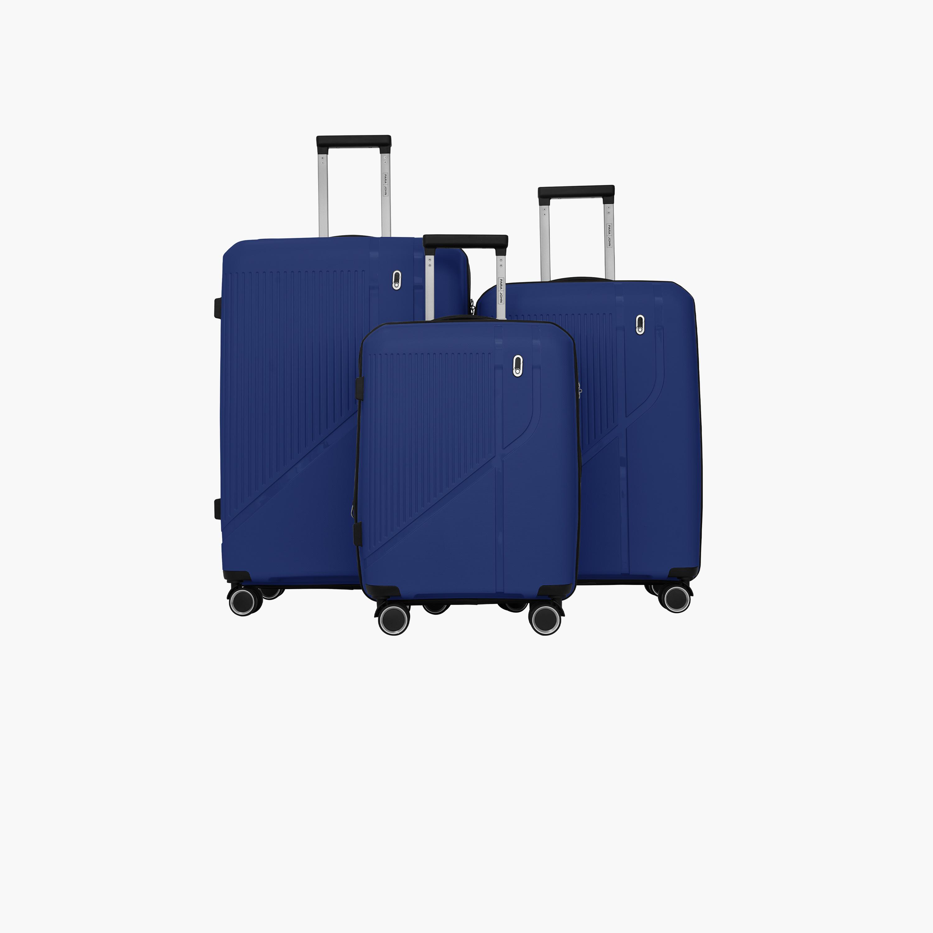 Para John Trekova Set of 3 ABS Hard Sided 4-Wheeler Spinner Trolley Bag with Combination Lock-travel-luggagesandbags-luggage-image-1