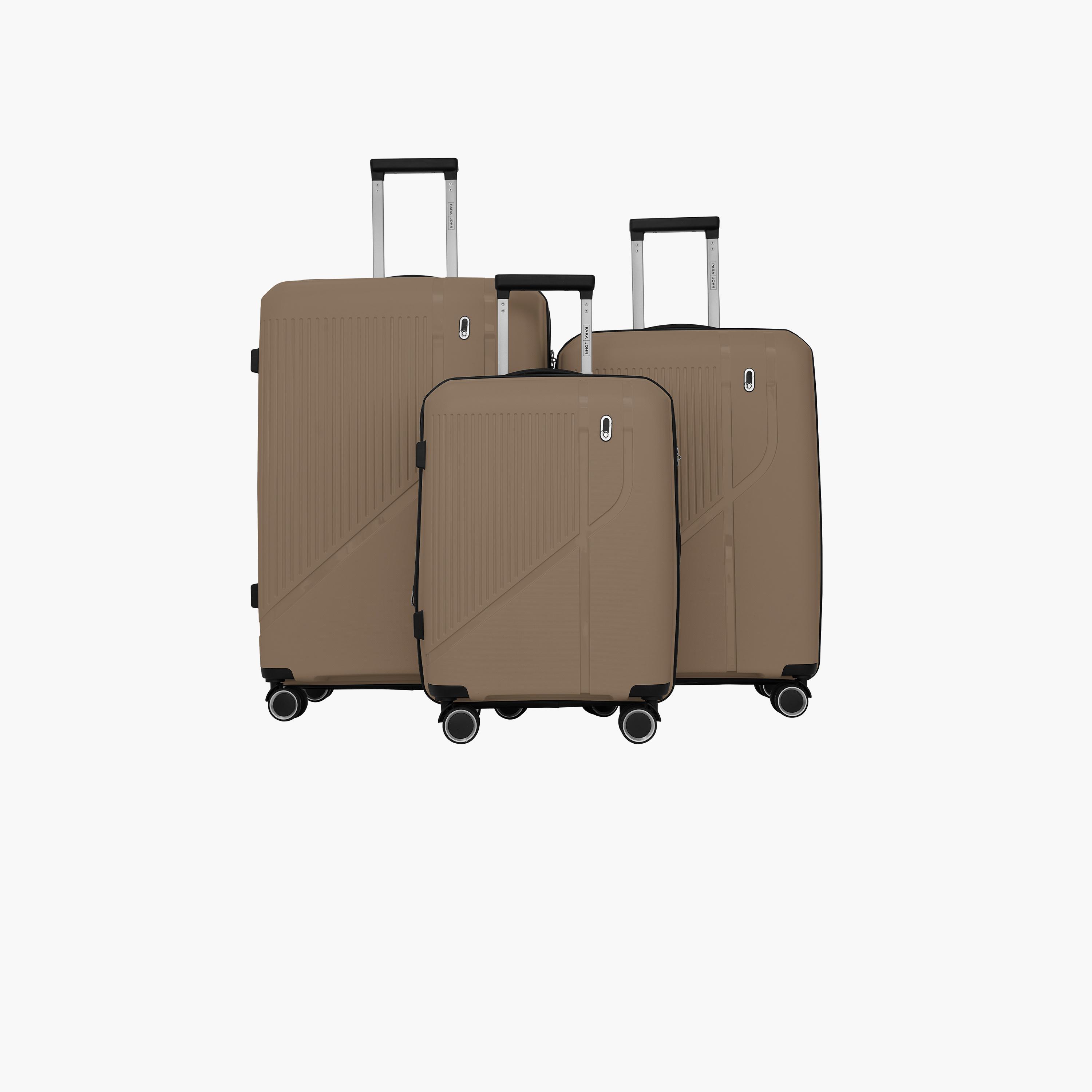 Para John Trekova Set of 3 ABS Hard Sided 4-Wheeler Spinner Trolley Bag with Combination Lock-travel-luggagesandbags-luggage-image-1