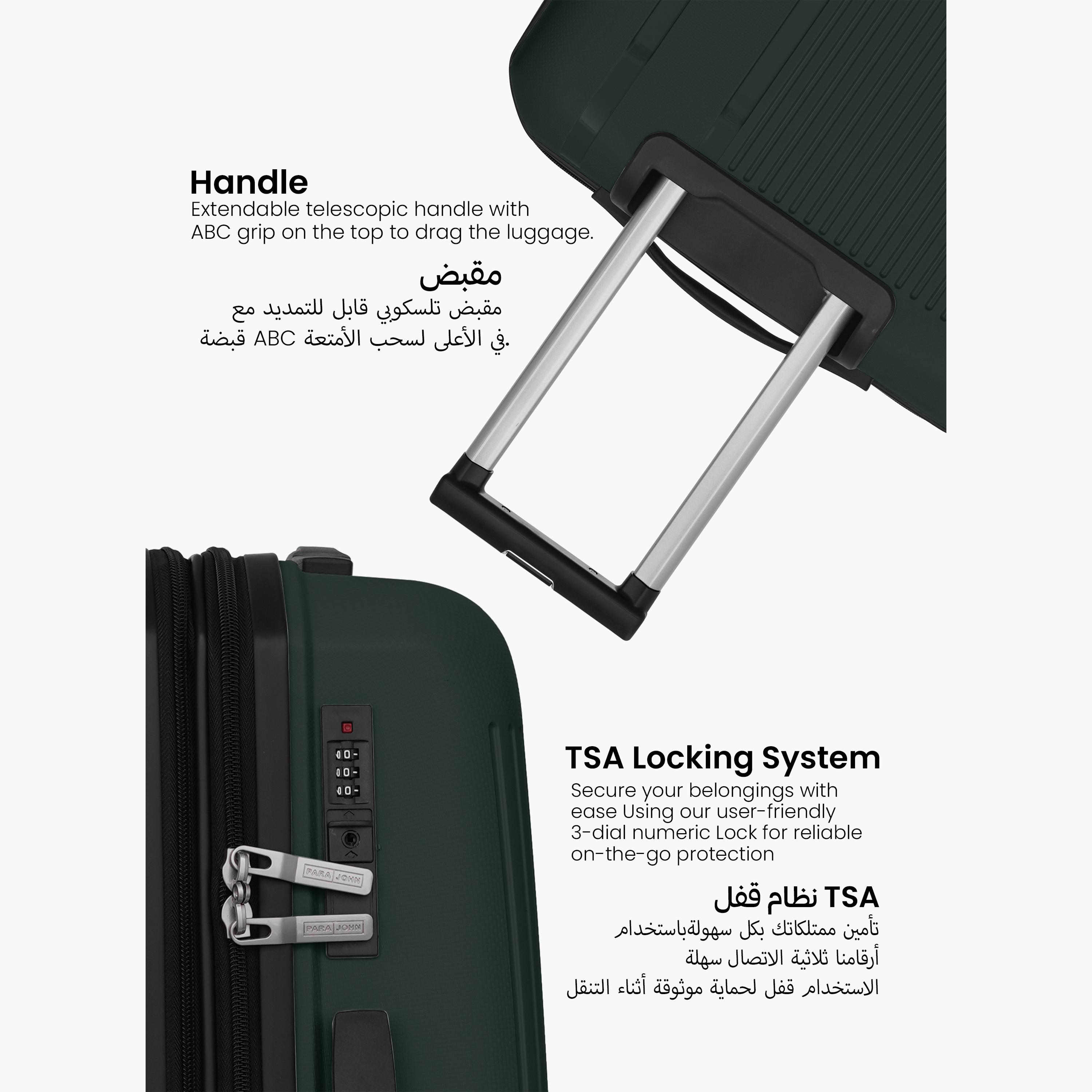 Para John Trekova Set of 3 ABS Hard Sided 4-Wheeler Spinner Trolley Bag with Combination Lock-travel-luggagesandbags-luggage-image-4
