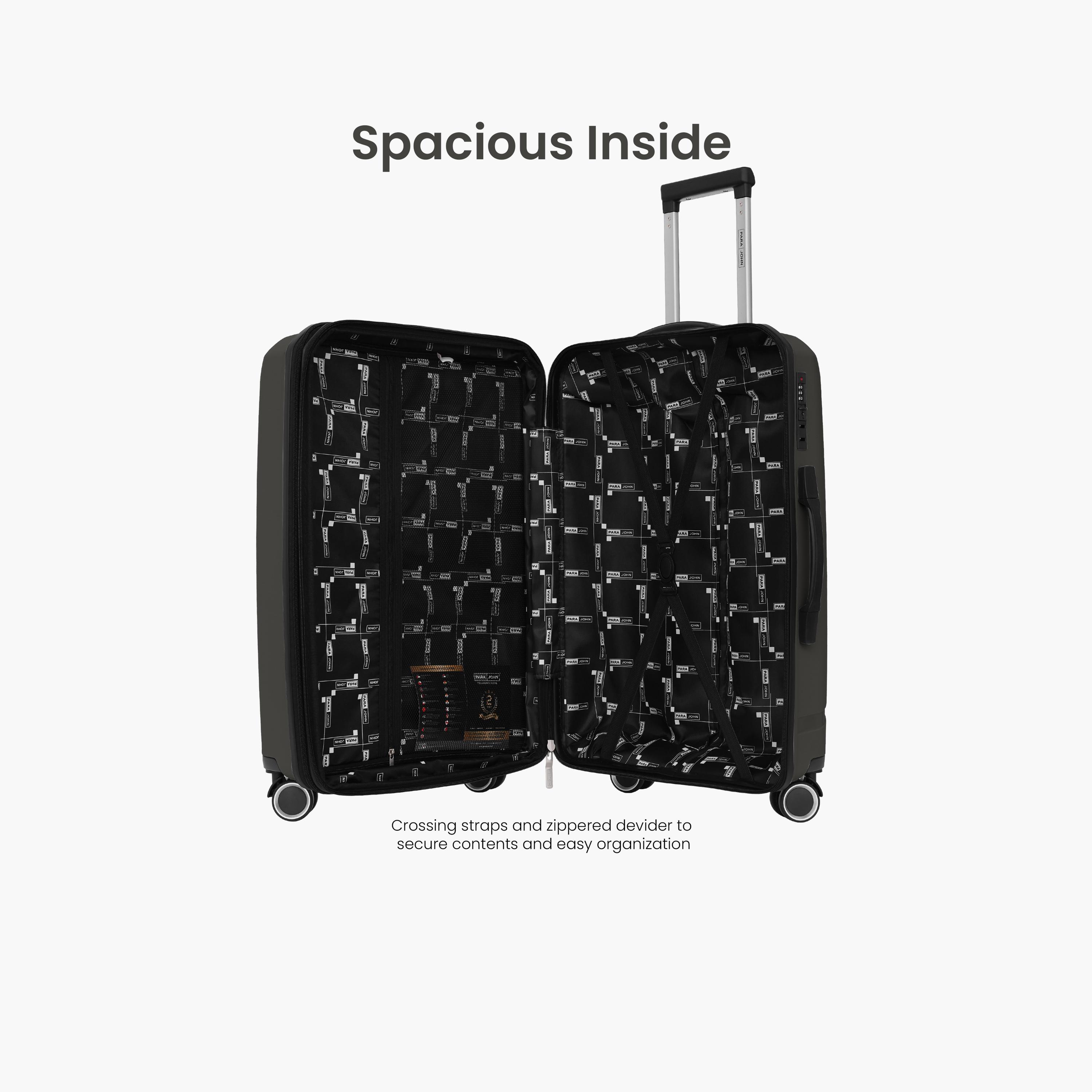 Para John Trekova Set of 3 ABS Hard Sided 4-Wheeler Spinner Trolley Bag with Combination Lock-travel-luggagesandbags-luggage-image-2
