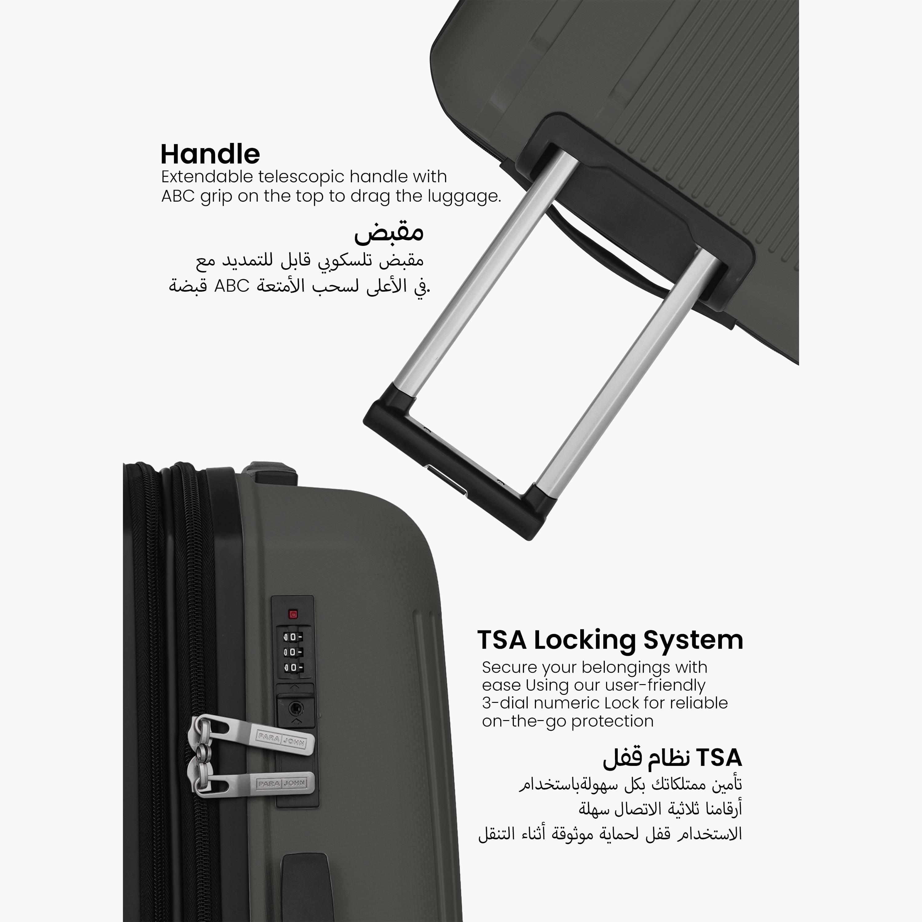 Para John Trekova Set of 3 ABS Hard Sided 4-Wheeler Spinner Trolley Bag with Combination Lock-travel-luggagesandbags-luggage-image-4
