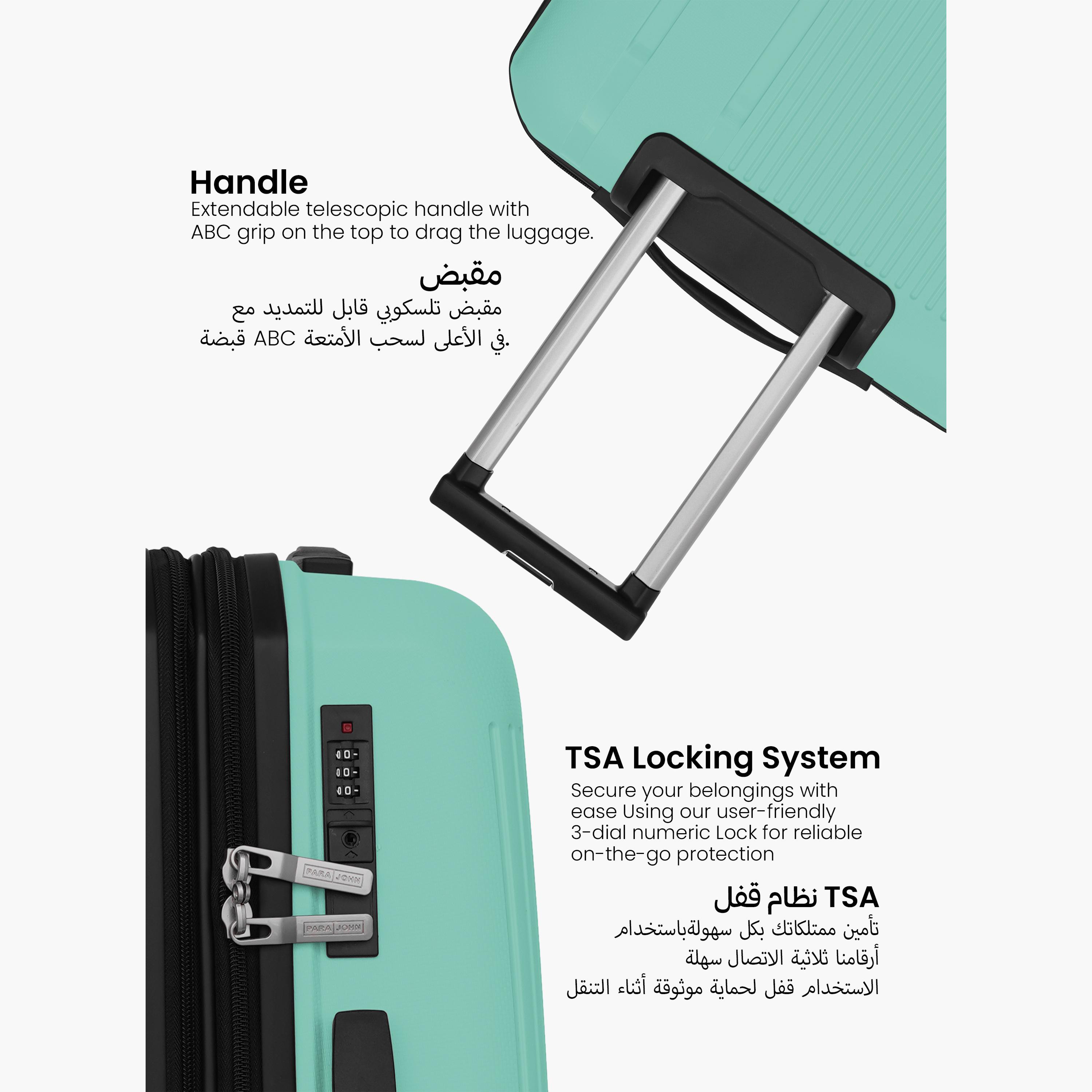 بارا جون- طقم شنط سفر بعجلات دوارة 3 قطع من مادة ABS وجوانب صلبة بقفل مركب  | PJTR3183AG-travel-luggagesandbags-luggage-image-4