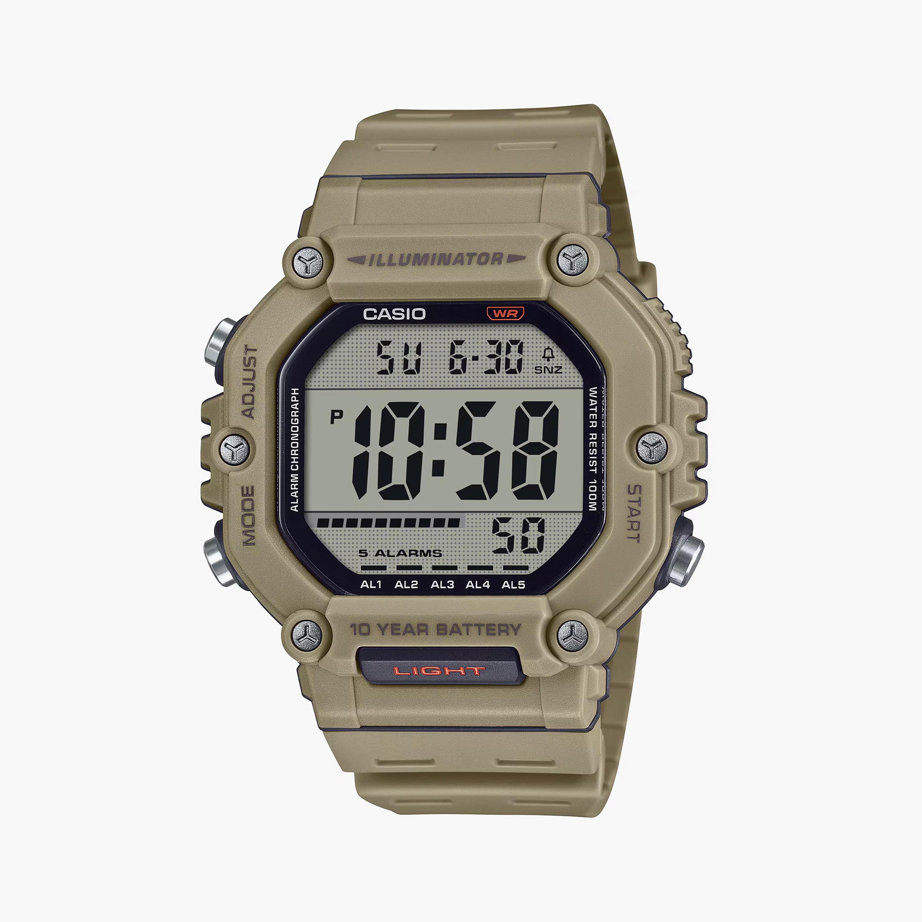 Casio Men's 49 MM Brown Digital Resin Strap Watch | AE-1600H-5AVDF-men-watchesandjewellery-watches-image-1