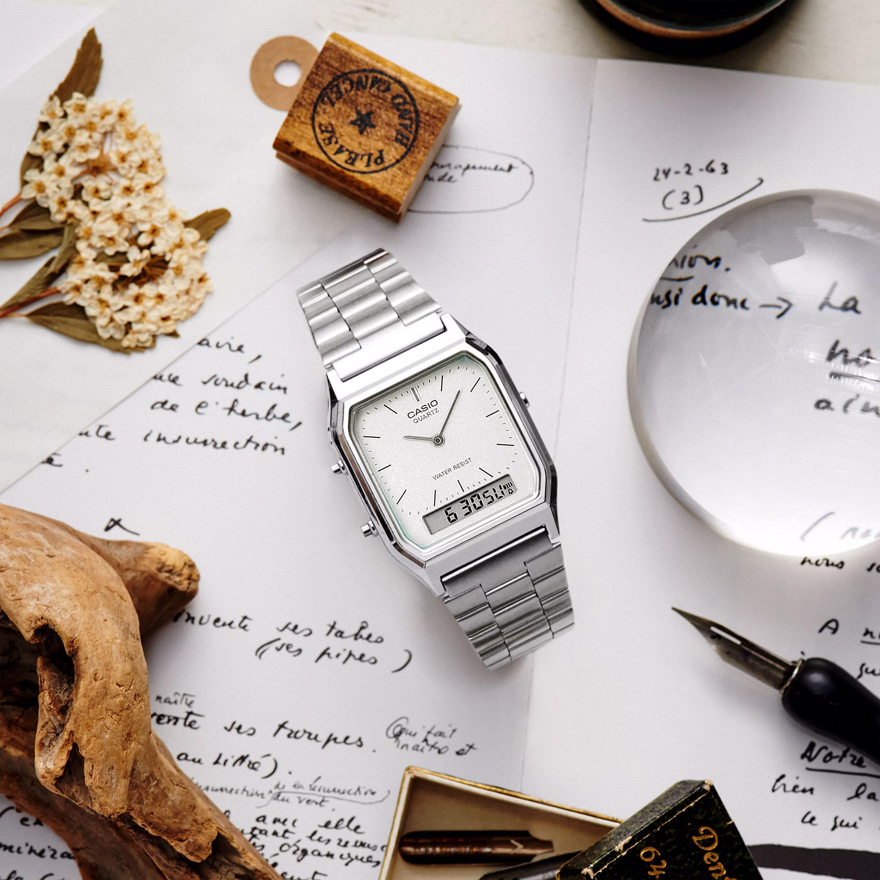 Casio Silver Analog-Digital Stainless Steel Strap Watch | AQ-230A-7AMQYDF-men-watchesandjewellery-watches-image-2