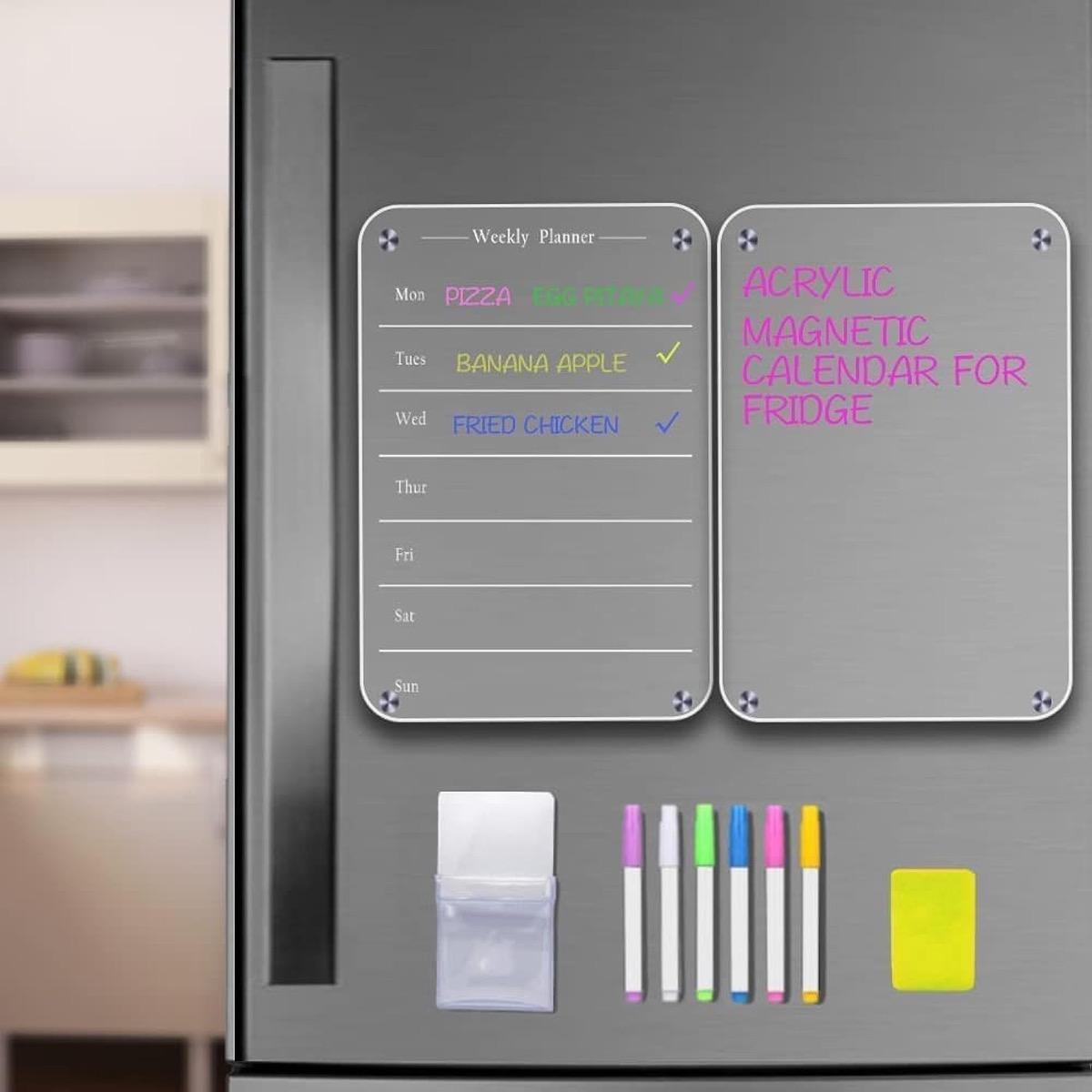 Quesera 11-Piece Magnetic Acrylic Meal Planner Board and Marker Set