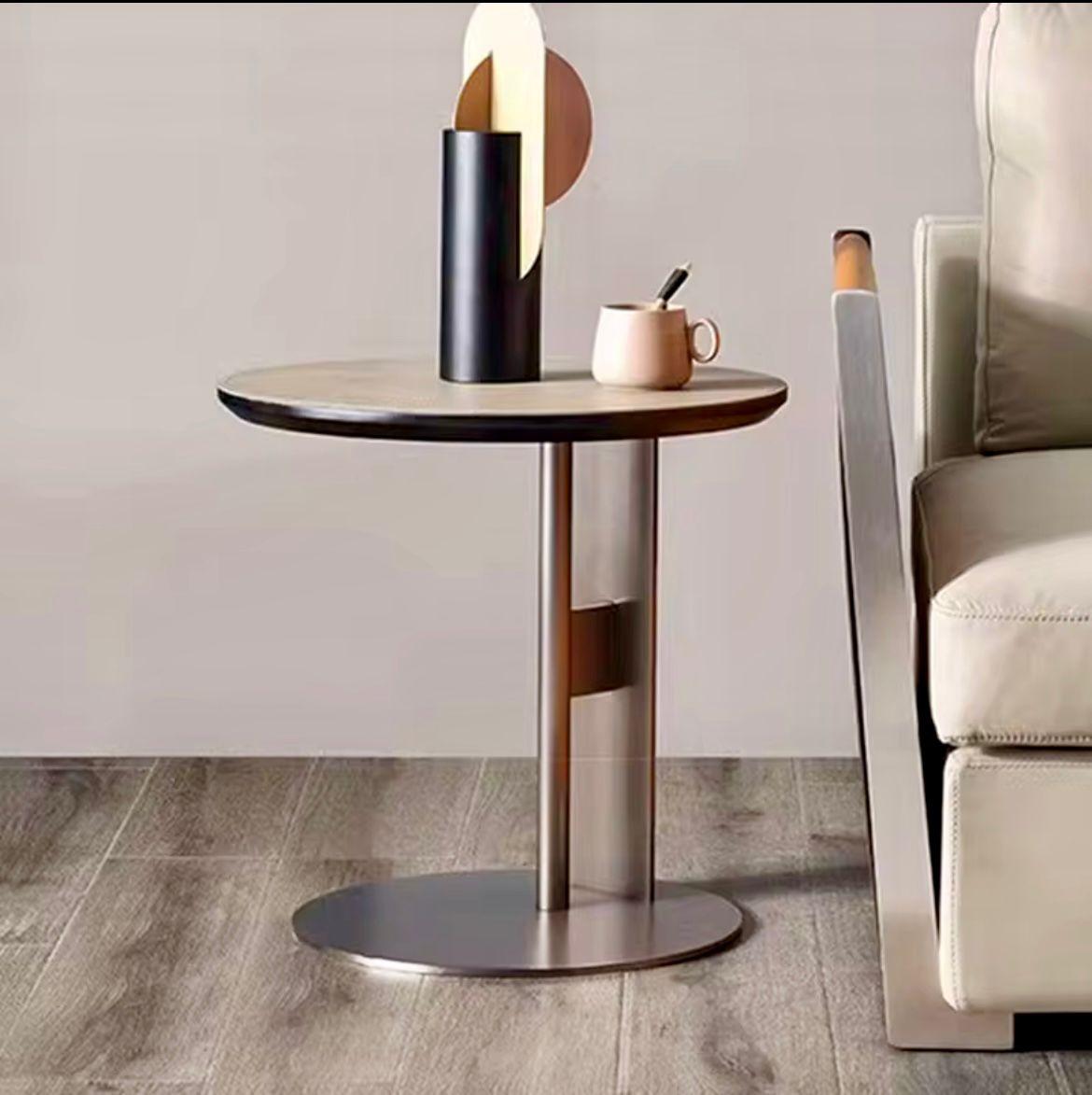 Quesera Leather Top Side Table