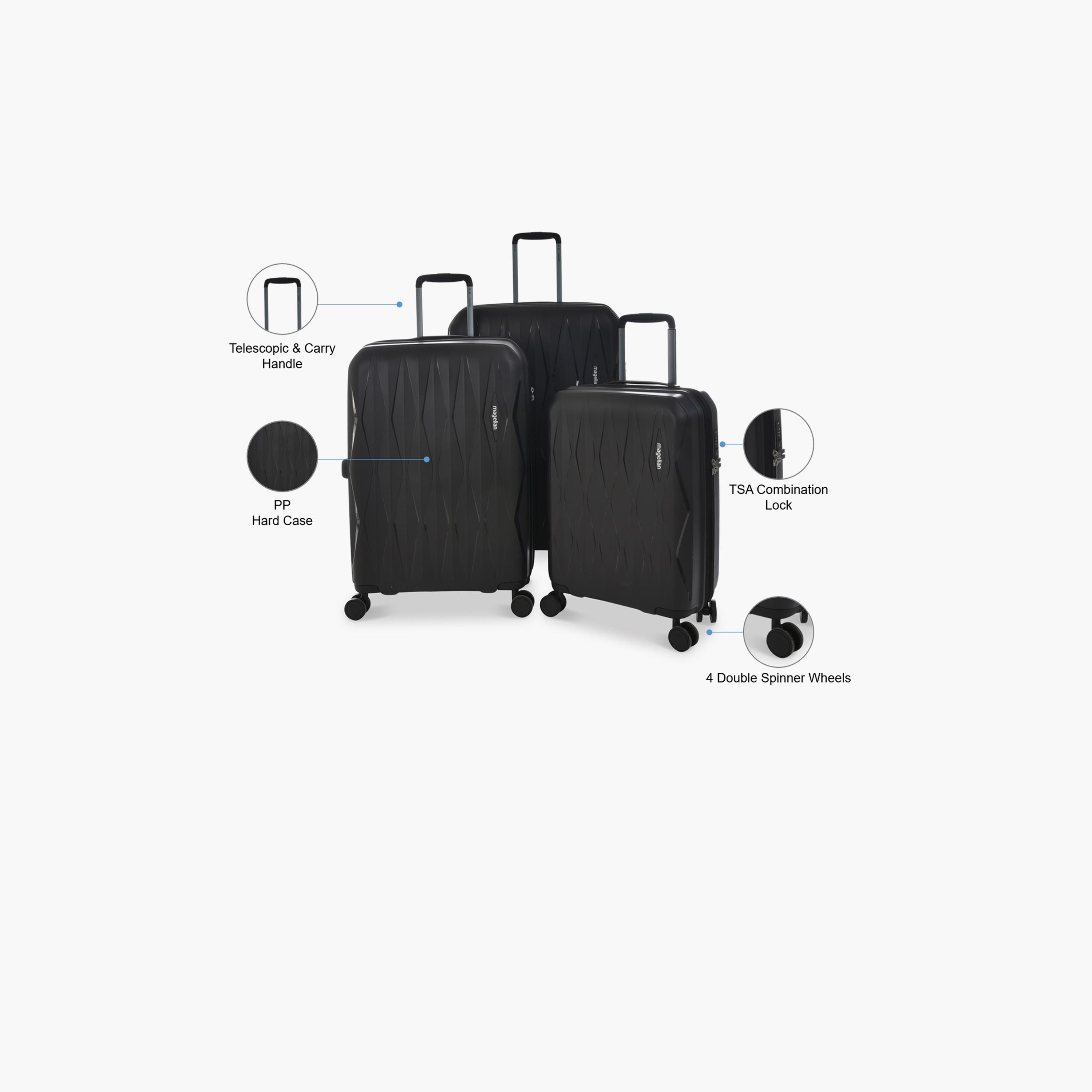 Magellan Set of 3 Polypropylene Hard Sided 4-Wheeler Spinner Trolley Bag with TSA Lock | PP22-3P-travel-luggagesandbags-luggage-image-2