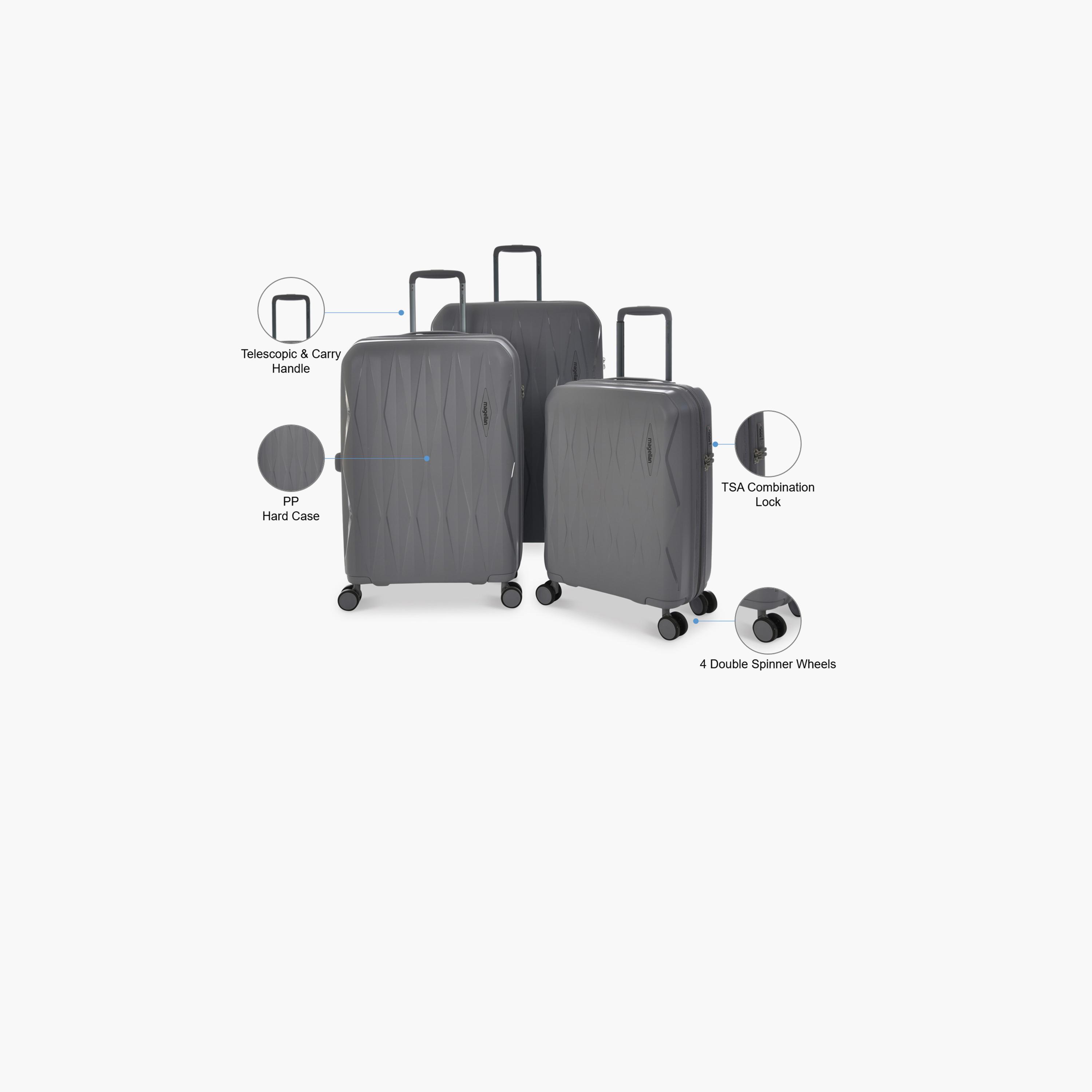 Magellan Set of 3 Polypropylene Hard Sided 4-Wheeler Spinner Trolley Bag with TSA Lock | PP22-3P-travel-luggagesandbags-luggage-image-2
