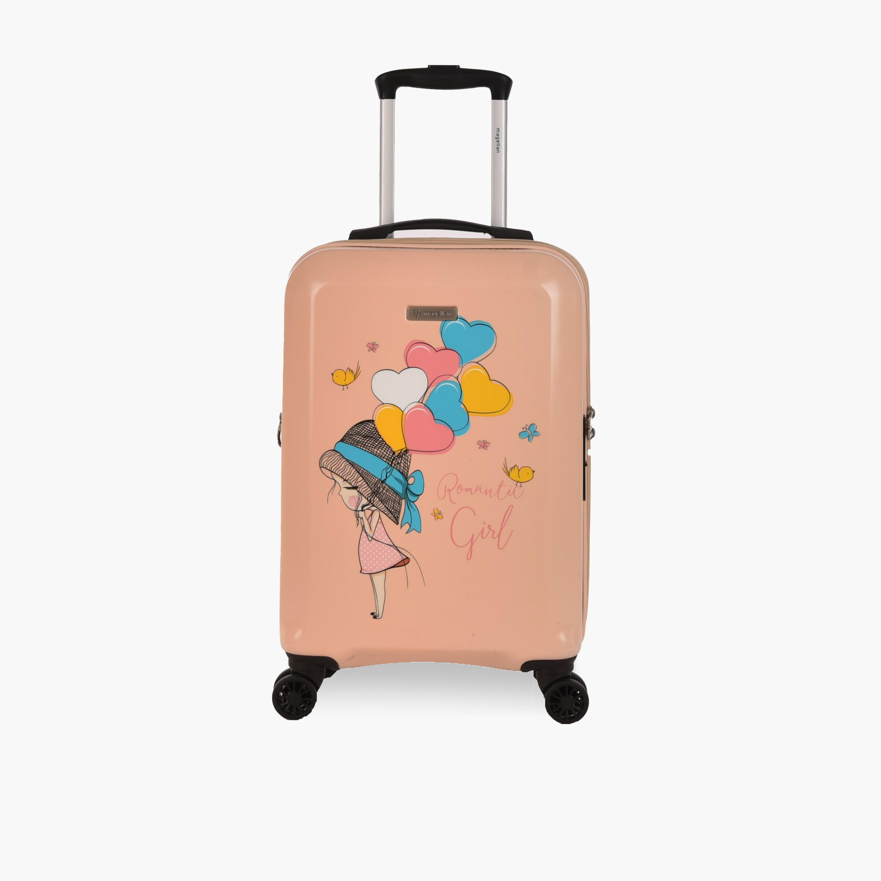 Magellan 55 CM Small Cabin Polycarbonate with ABS Hard Sided 4-Wheeler Spinner Trolley Bag with TSA Lock | 2314-20 Romantic Girl-travel-kidstrolleyandbags-image-1