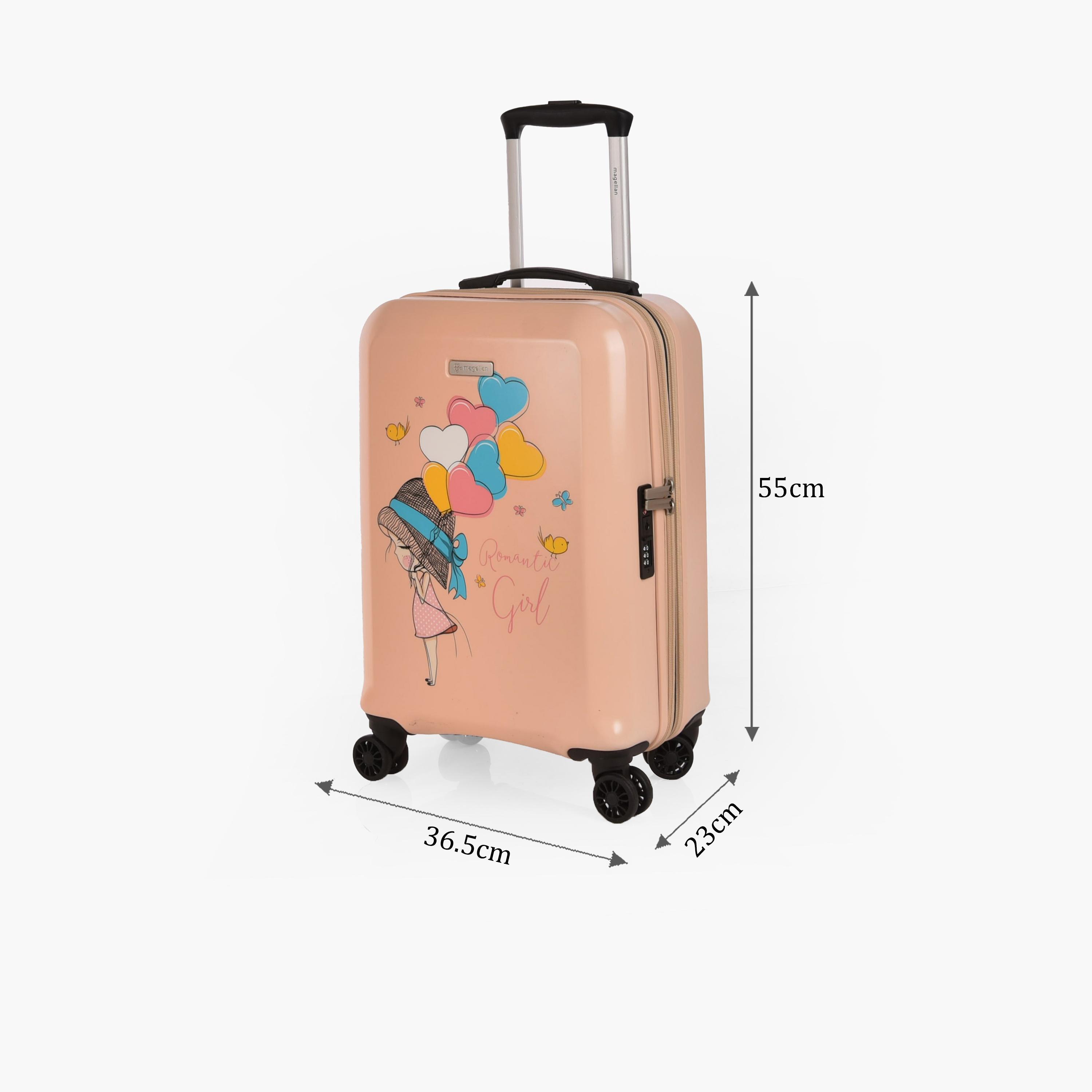 Magellan 55 CM Small Cabin Polycarbonate with ABS Hard Sided 4-Wheeler Spinner Trolley Bag with TSA Lock | 2314-20 Romantic Girl-travel-kidstrolleyandbags-image-2