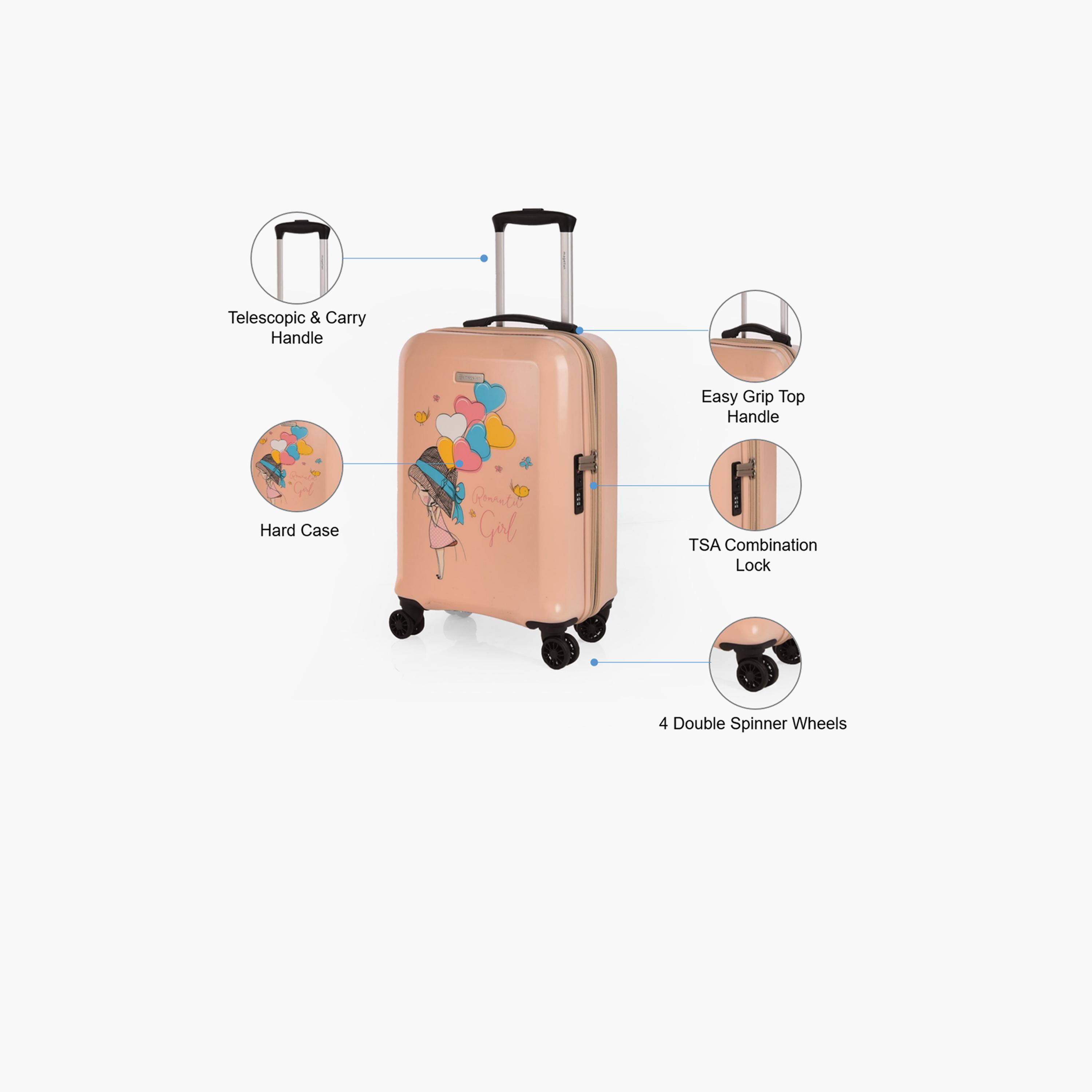 Magellan 55 CM Small Cabin Polycarbonate with ABS Hard Sided 4-Wheeler Spinner Trolley Bag with TSA Lock | 2314-20 Romantic Girl-travel-kidstrolleyandbags-image-3