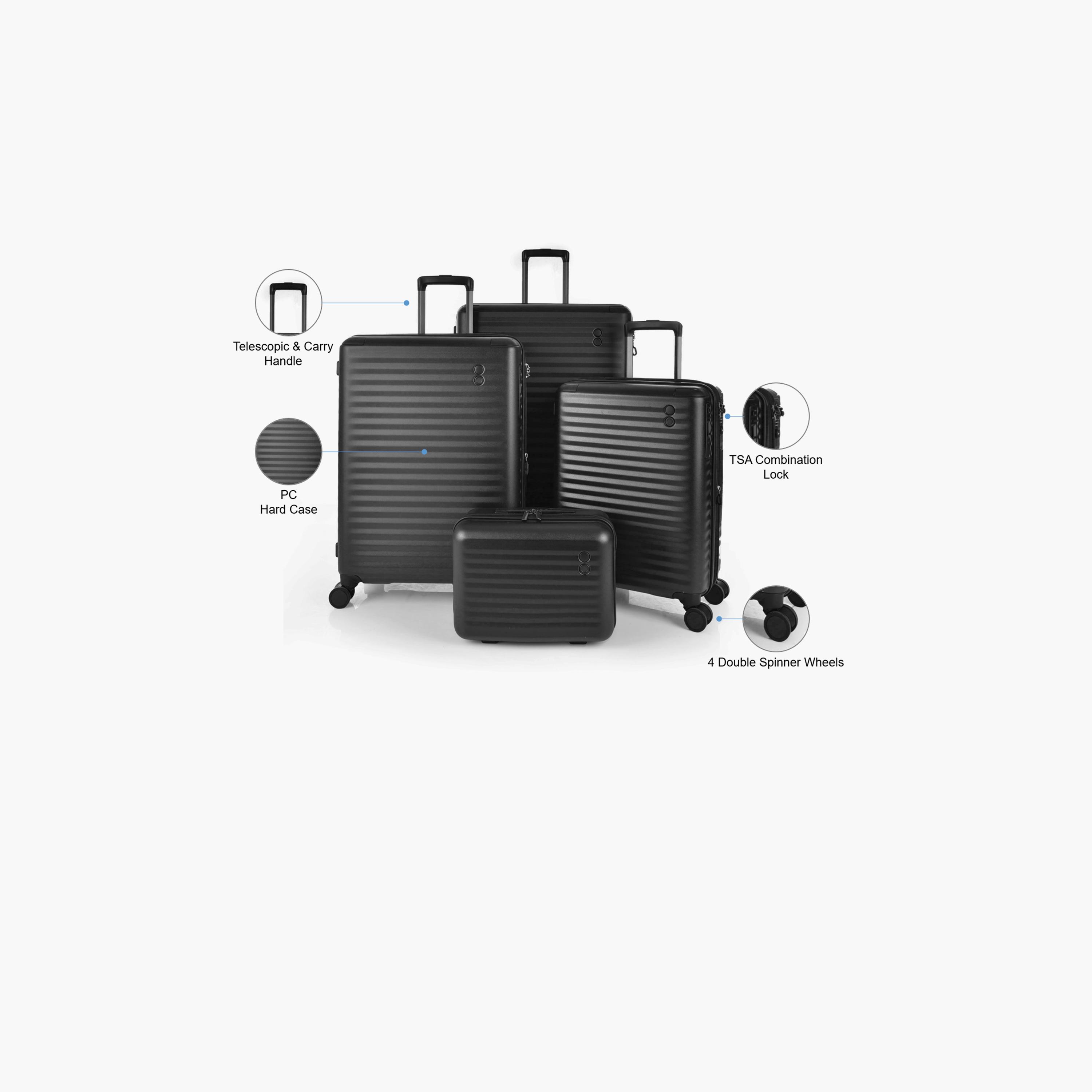 Echolac Set of 4 Polycarbonate with ABS Hard Sided 4-Wheeler Spinner Trolley Bag with TSA Lock | PC183XA-4P-travel-luggagesandbags-luggage-image-2