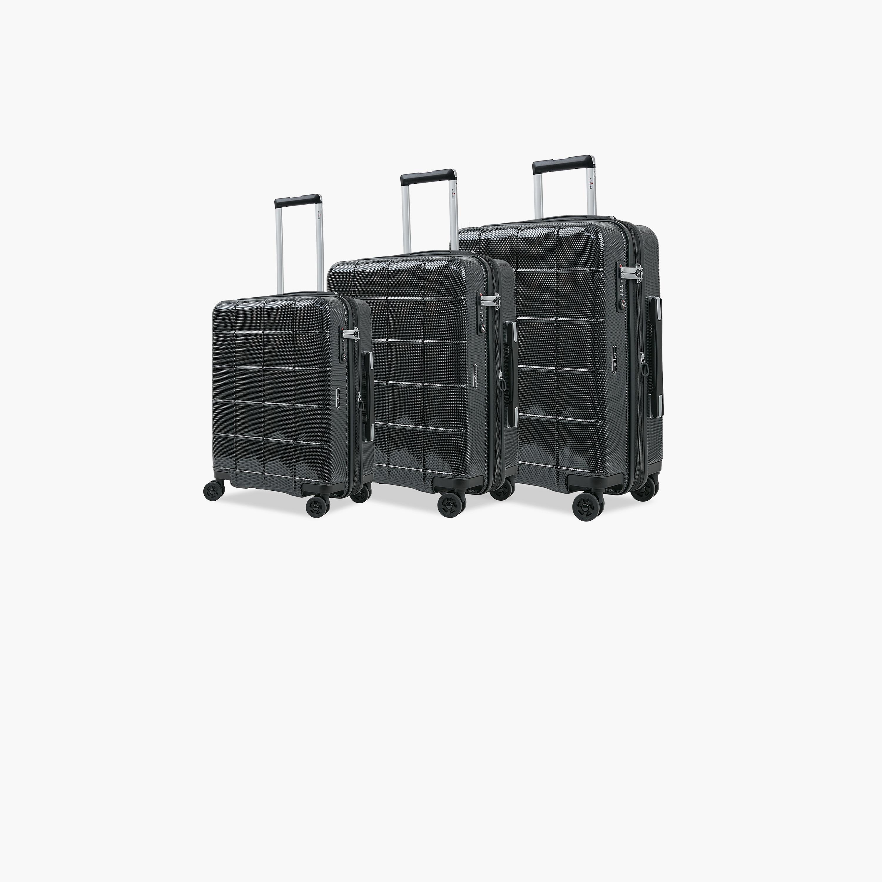 Echolac Set of 3 Polycarbonate with ABS Hard Sided 4-Wheeler Spinner Trolley Bag with TSA Lock | PC185SA-3P-travel-luggagesandbags-luggage-image-1