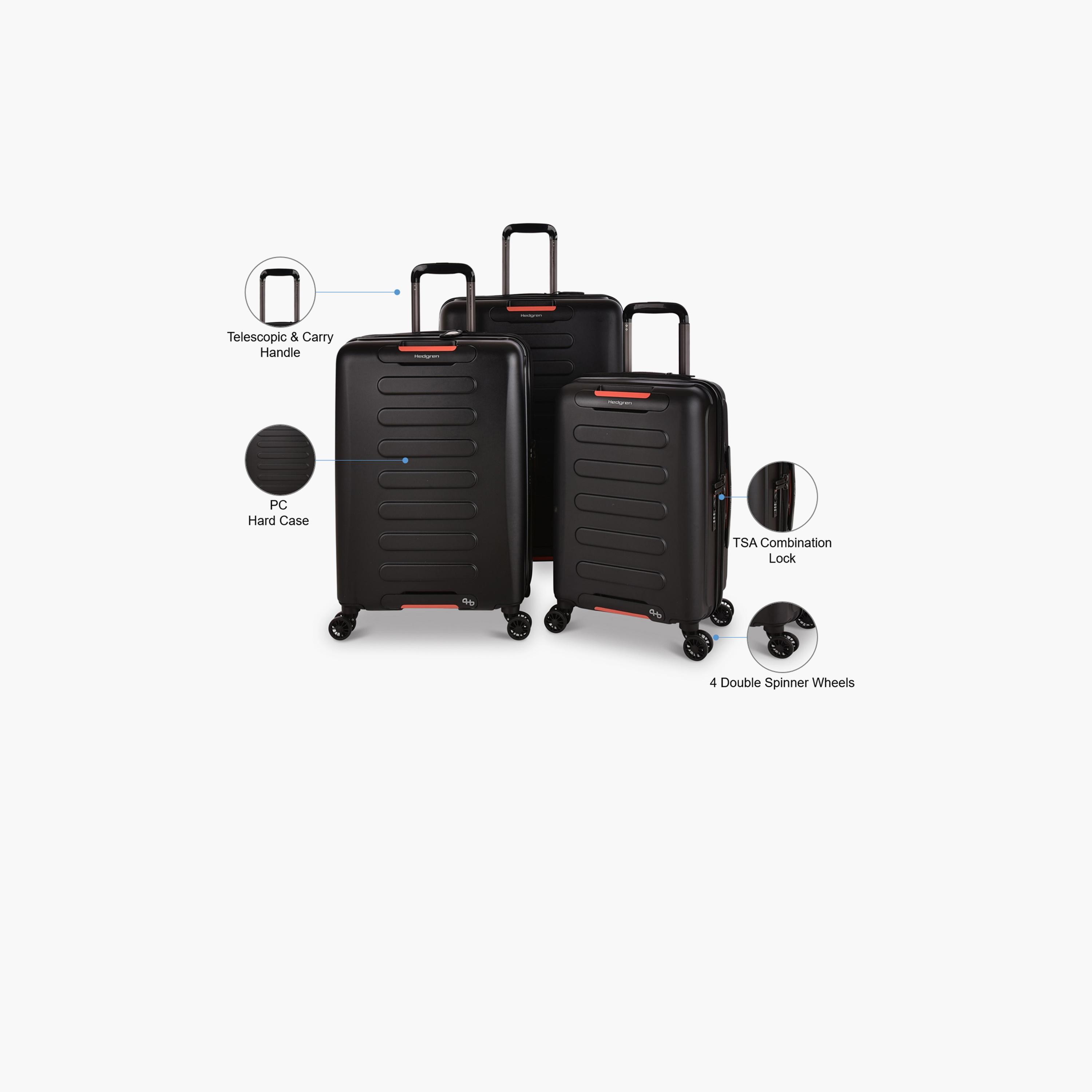 Hedgren Set of 3 Polycarbonate with ABS Hard Sided 4-Wheeler Spinner Trolley Bag with TSA Lock | HCMBY03N-3P-travel-luggagesandbags-luggage-image-2