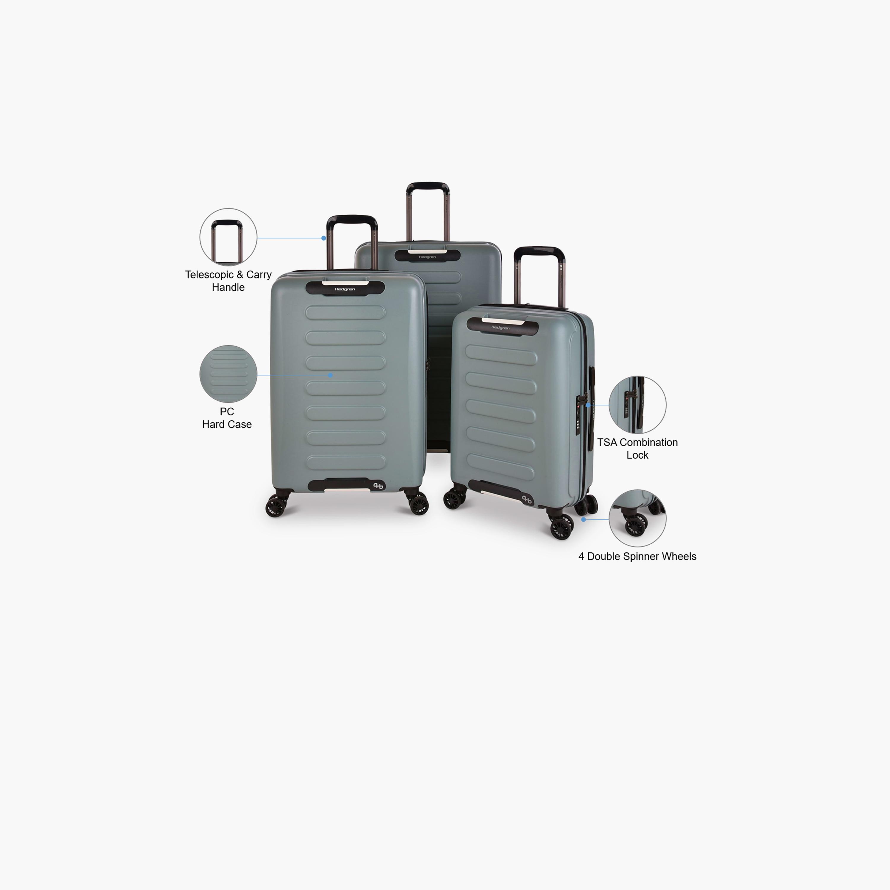 Hedgren Set of 3 Polycarbonate with ABS Hard Sided 4-Wheeler Spinner Trolley Bag with TSA Lock | HCMBY03N-3P-travel-luggagesandbags-luggage-image-2
