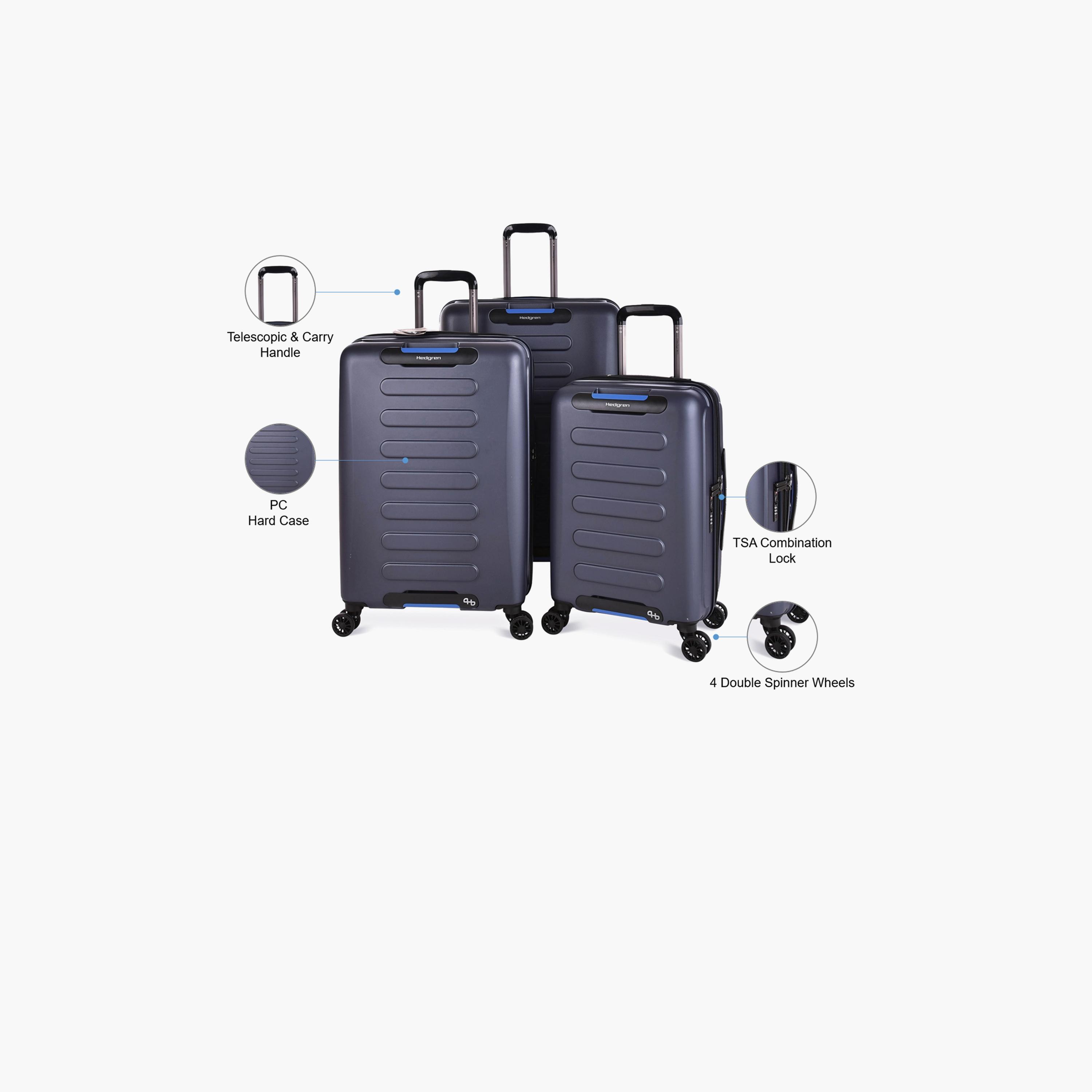 Hedgren Set of 3 Polycarbonate with ABS Hard Sided 4-Wheeler Spinner Trolley Bag with TSA Lock | HCMBY03N-3P-travel-luggagesandbags-luggage-image-2