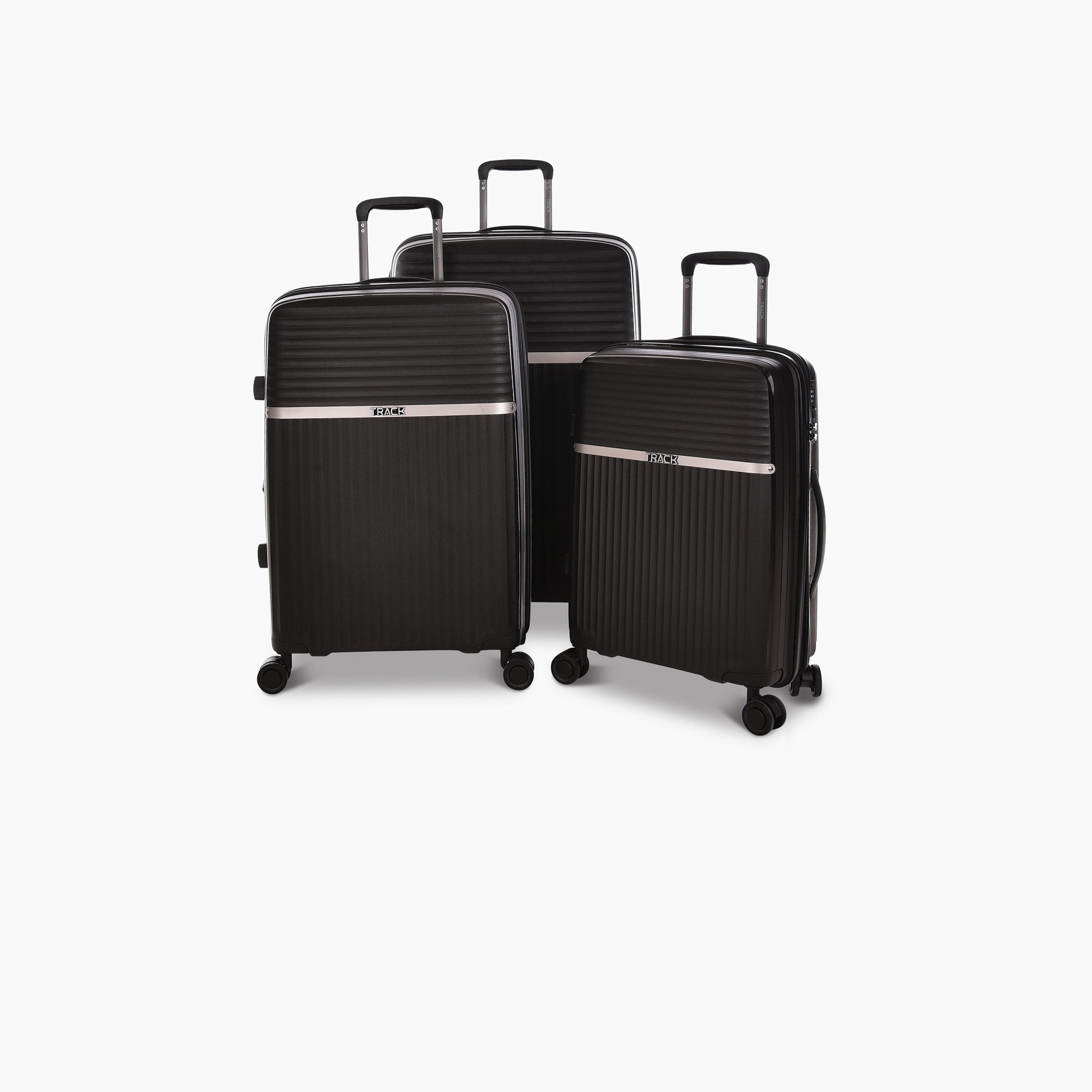 Track Set of 3 Polypropylene Hard Sided 4-Wheeler Spinner Trolley Bag with TSA Lock | PP812-3P-travel-luggagesandbags-luggage-image-1
