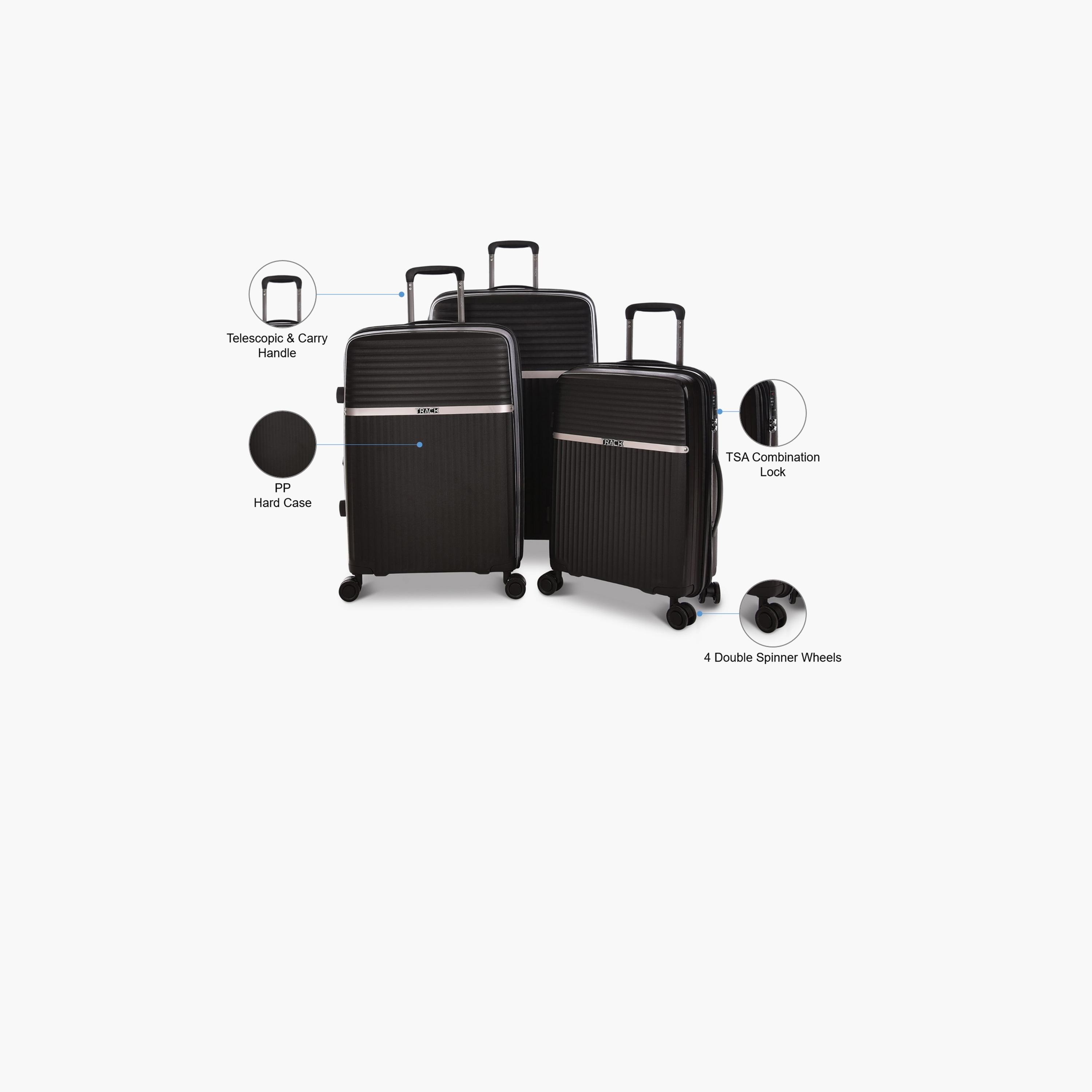 Track Set of 3 Polypropylene Hard Sided 4-Wheeler Spinner Trolley Bag with TSA Lock | PP812-3P-travel-luggagesandbags-luggage-image-2