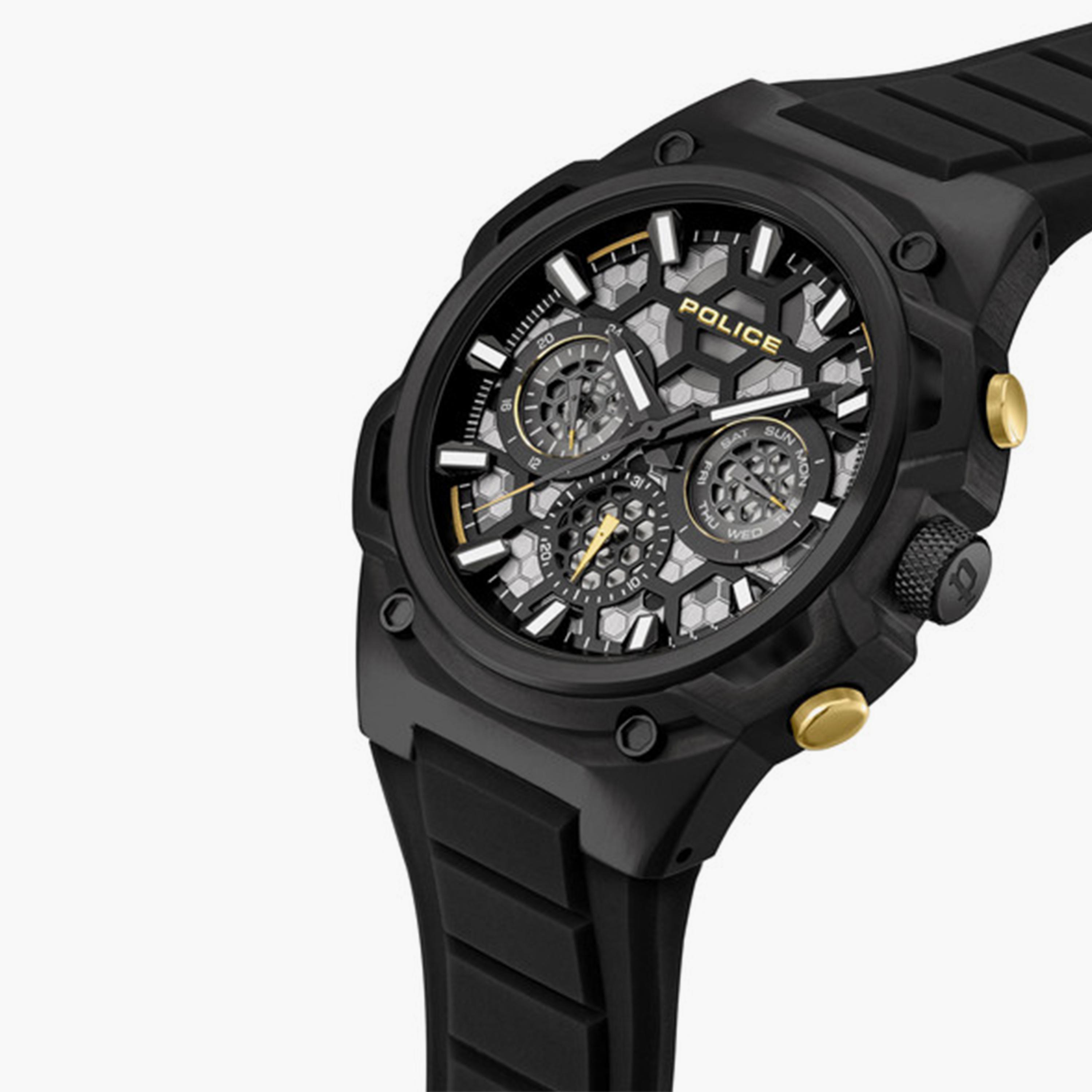 Police Challenger Men's 46MM Black Chronograph Silicone Strap Watch | PEWGQ0071901-men-watchesandjewellery-watches-image-2