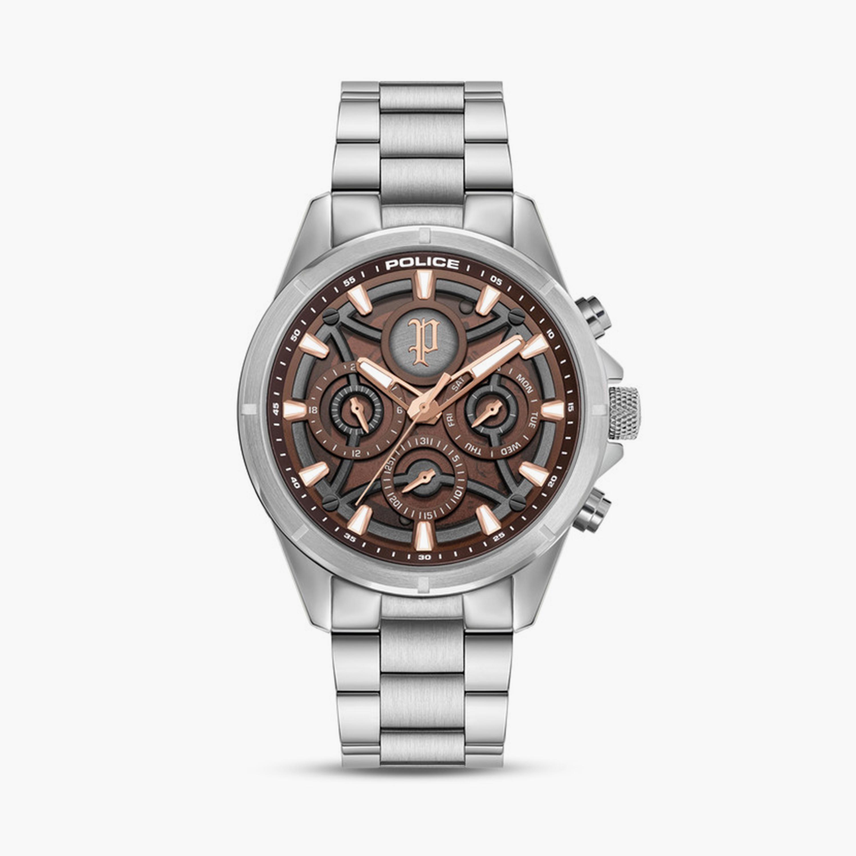 بوليس- ساعة رجالية كرونوغراف سوار ستانلس ستيل 53مم لون فضي | PEWJK2227812-men-watchesandjewellery-watches-image-1