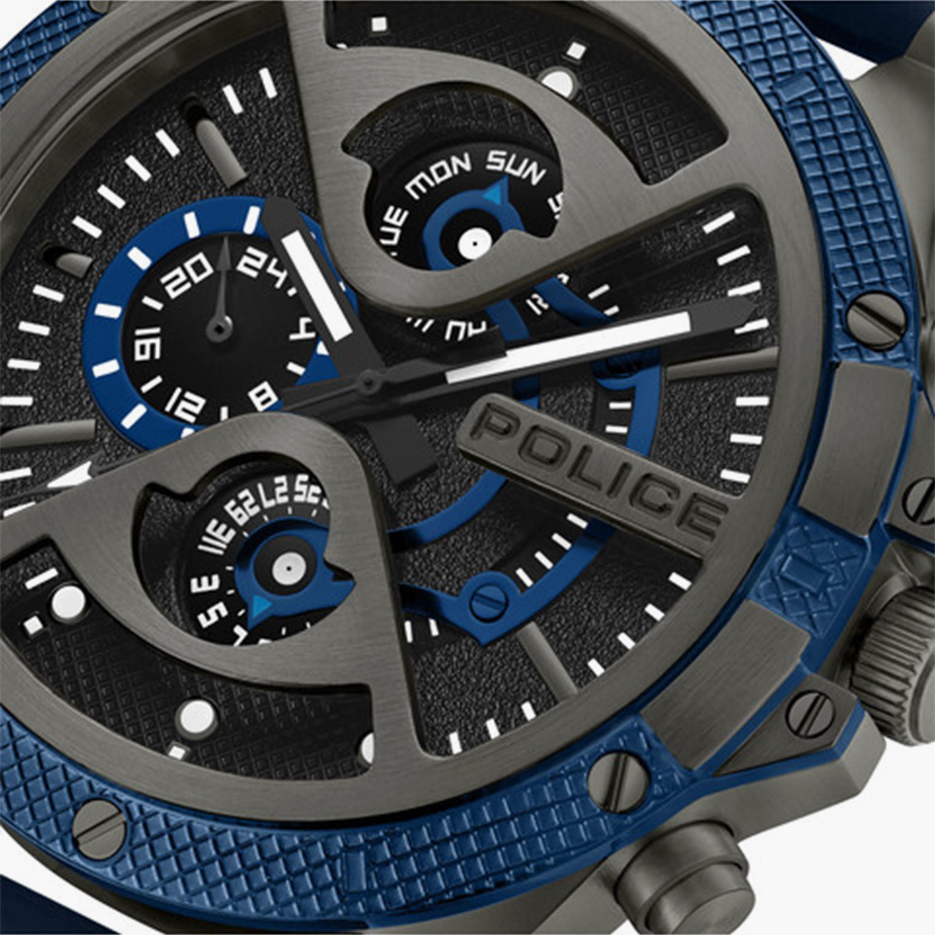 بوليس- ساعة رجالية كرونوغراف سوار سيليكون 54مم لون أزرق | PEWJQ2110503-men-watchesandjewellery-watches-image-4