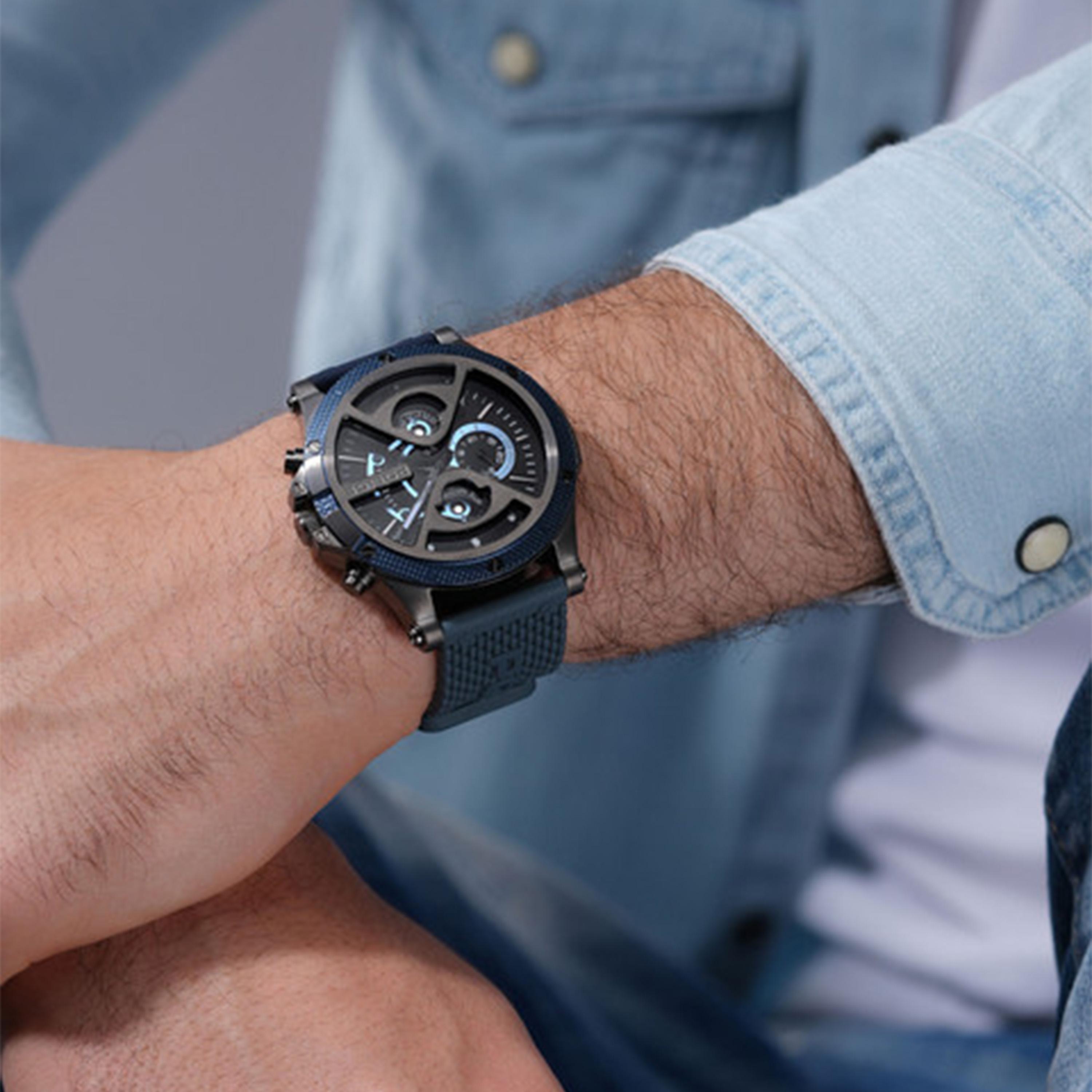 بوليس- ساعة رجالية كرونوغراف سوار سيليكون 54مم لون أزرق | PEWJQ2110503-men-watchesandjewellery-watches-image-5