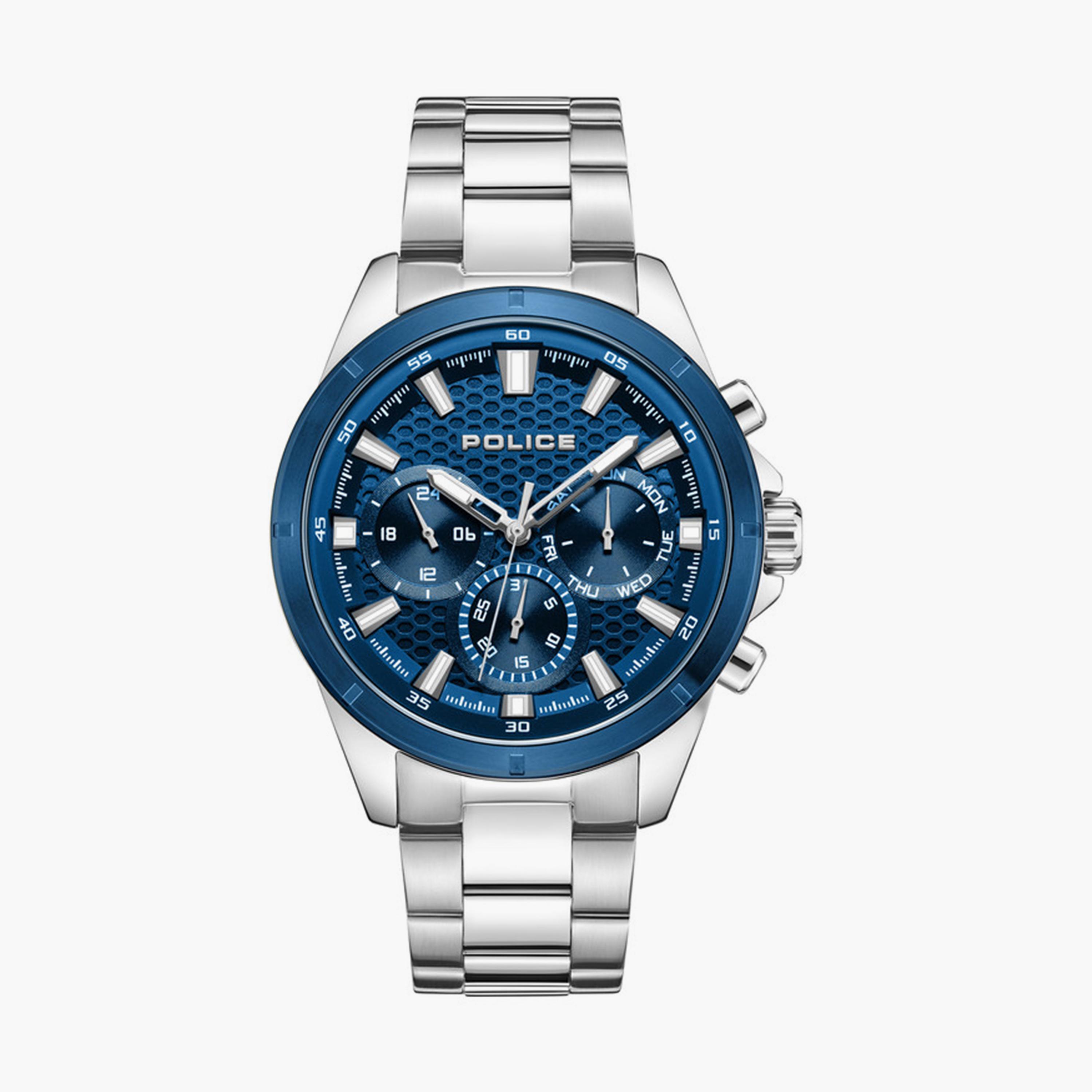 بوليس- ساعة رجالية كرونوغراف سوار ستانلس ستيل 53مم لون أزرق | PEWJK2204109-men-watchesandjewellery-watches-image-1