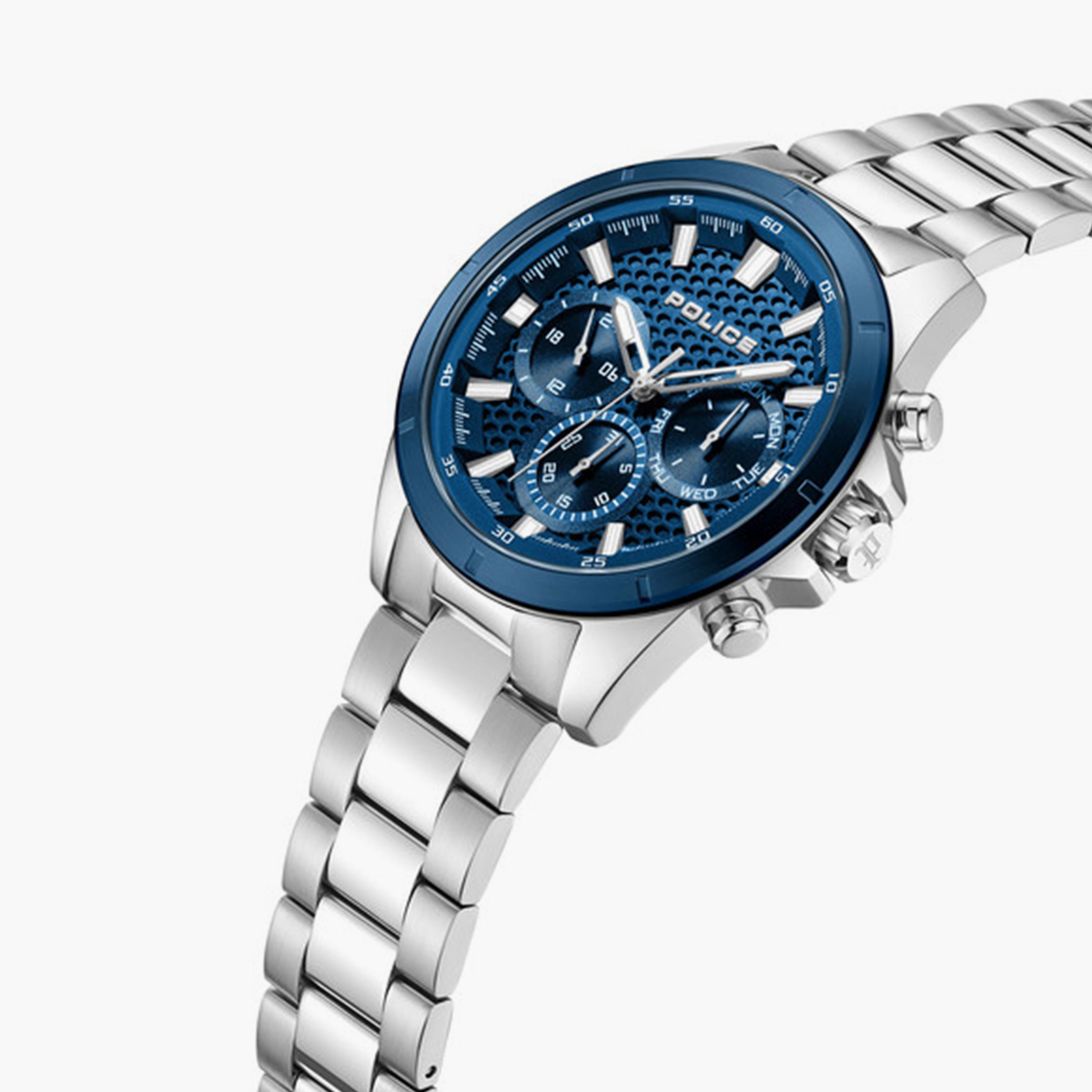 بوليس- ساعة رجالية كرونوغراف سوار ستانلس ستيل 53مم لون أزرق | PEWJK2204109-men-watchesandjewellery-watches-image-2