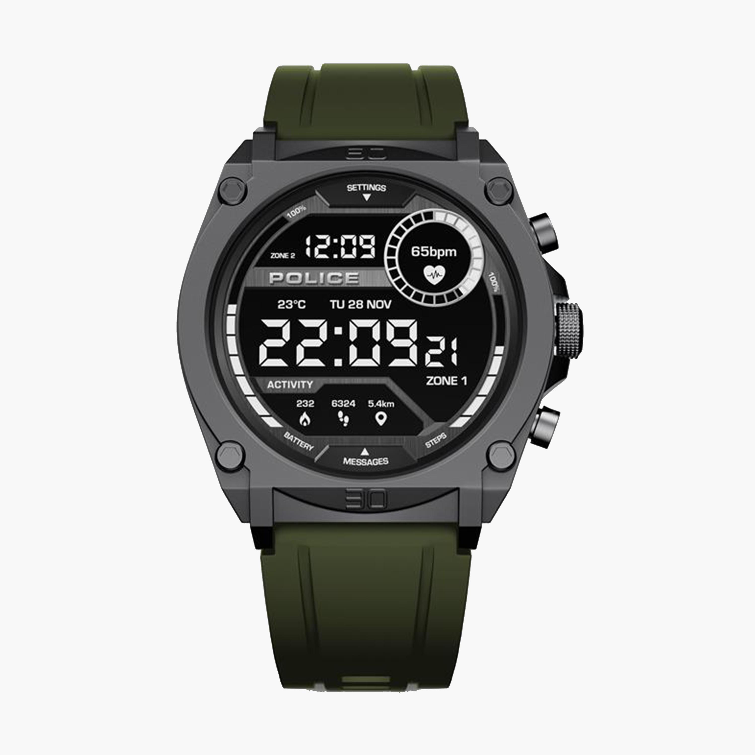 بوليس- ساعة ذكية رجالية سوار سيليكون 45مم لون أخضر | PEIUN0000104-men-watchesandjewellery-watches-image-1