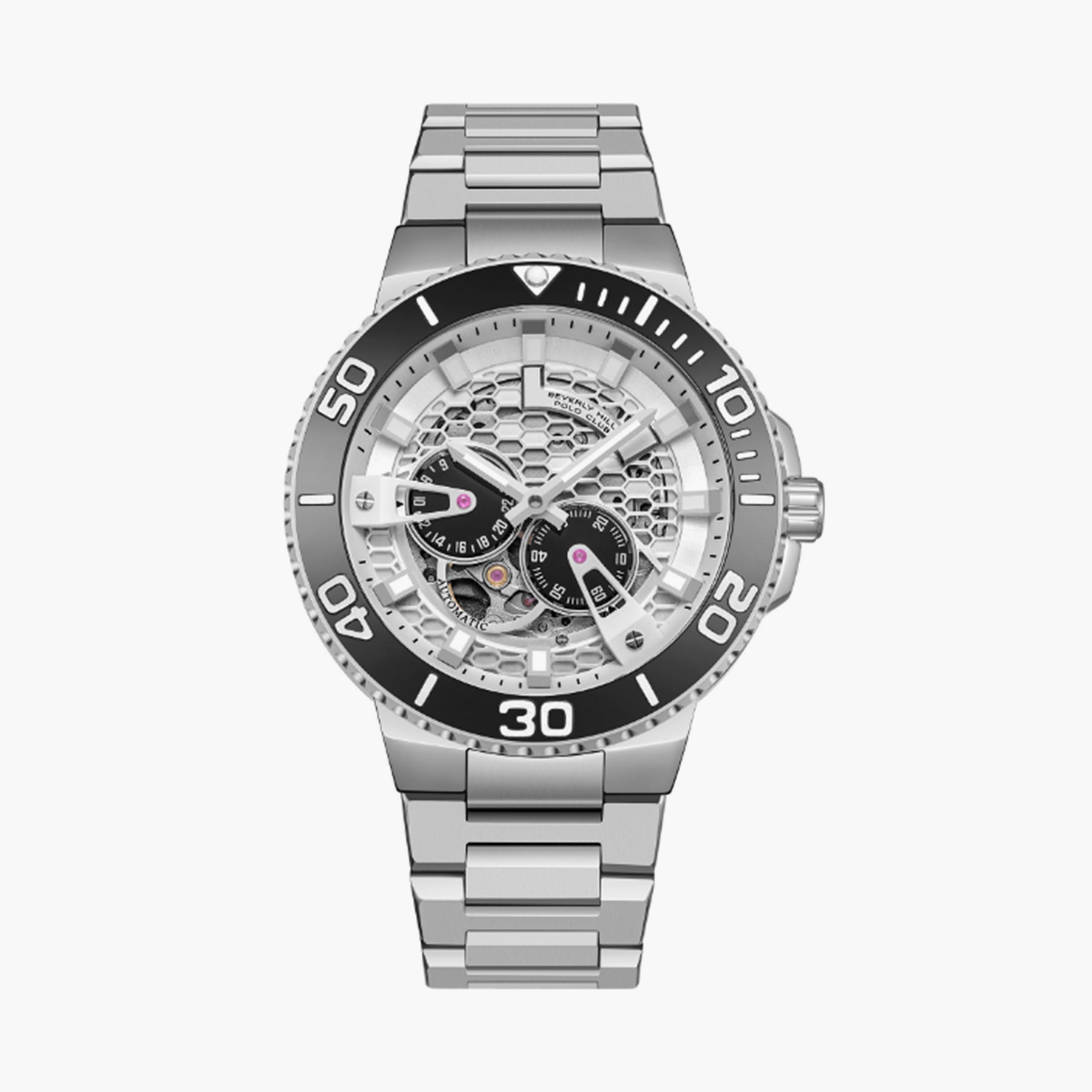 بيفرلي هيلز بولو كلوب- ساعة  كرونوغراف للرجال سوار معدني  44مم لون فضي | BP3702X.330-men-watchesandjewellery-watches-image-1