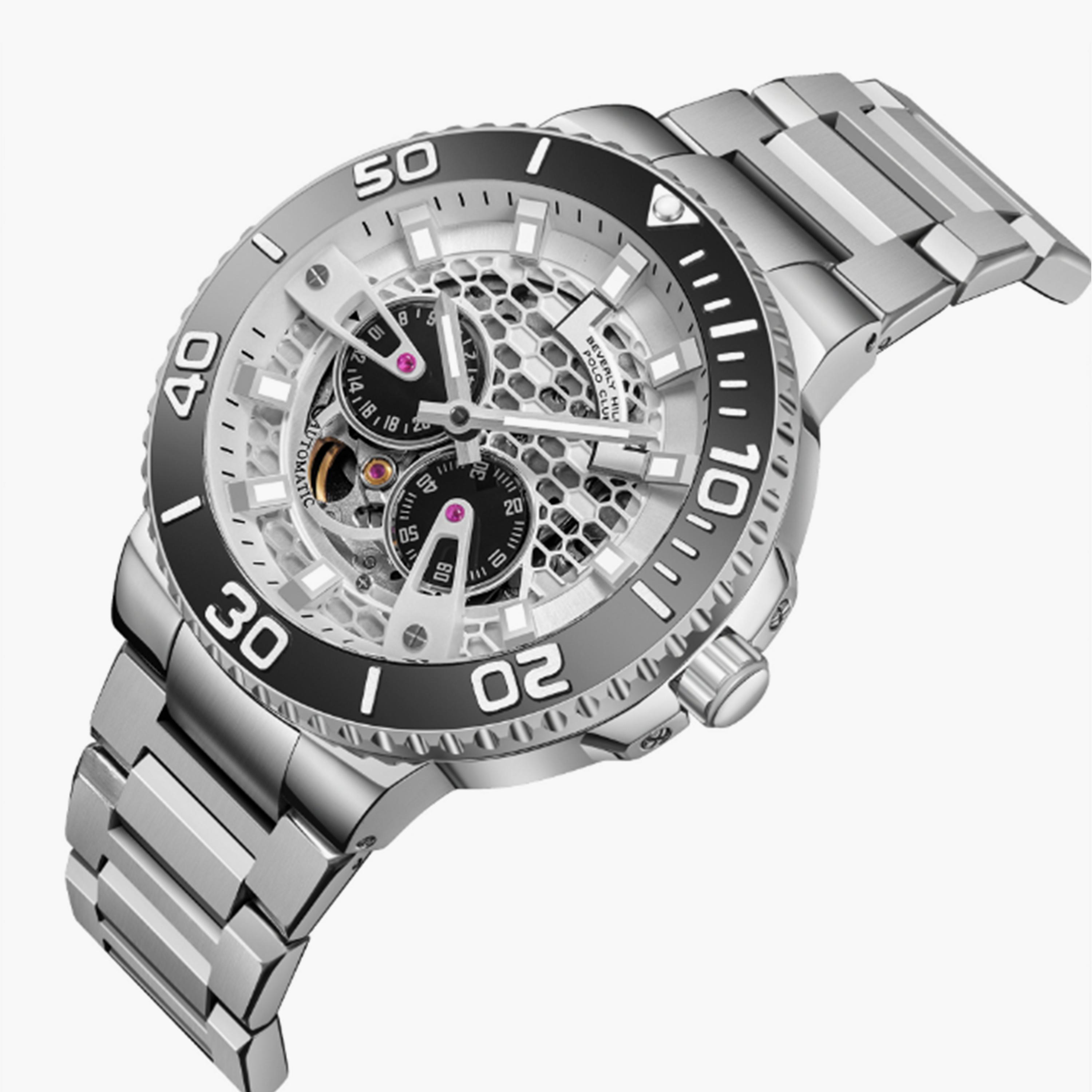 بيفرلي هيلز بولو كلوب- ساعة  كرونوغراف للرجال سوار معدني  44مم لون فضي | BP3702X.330-men-watchesandjewellery-watches-image-2