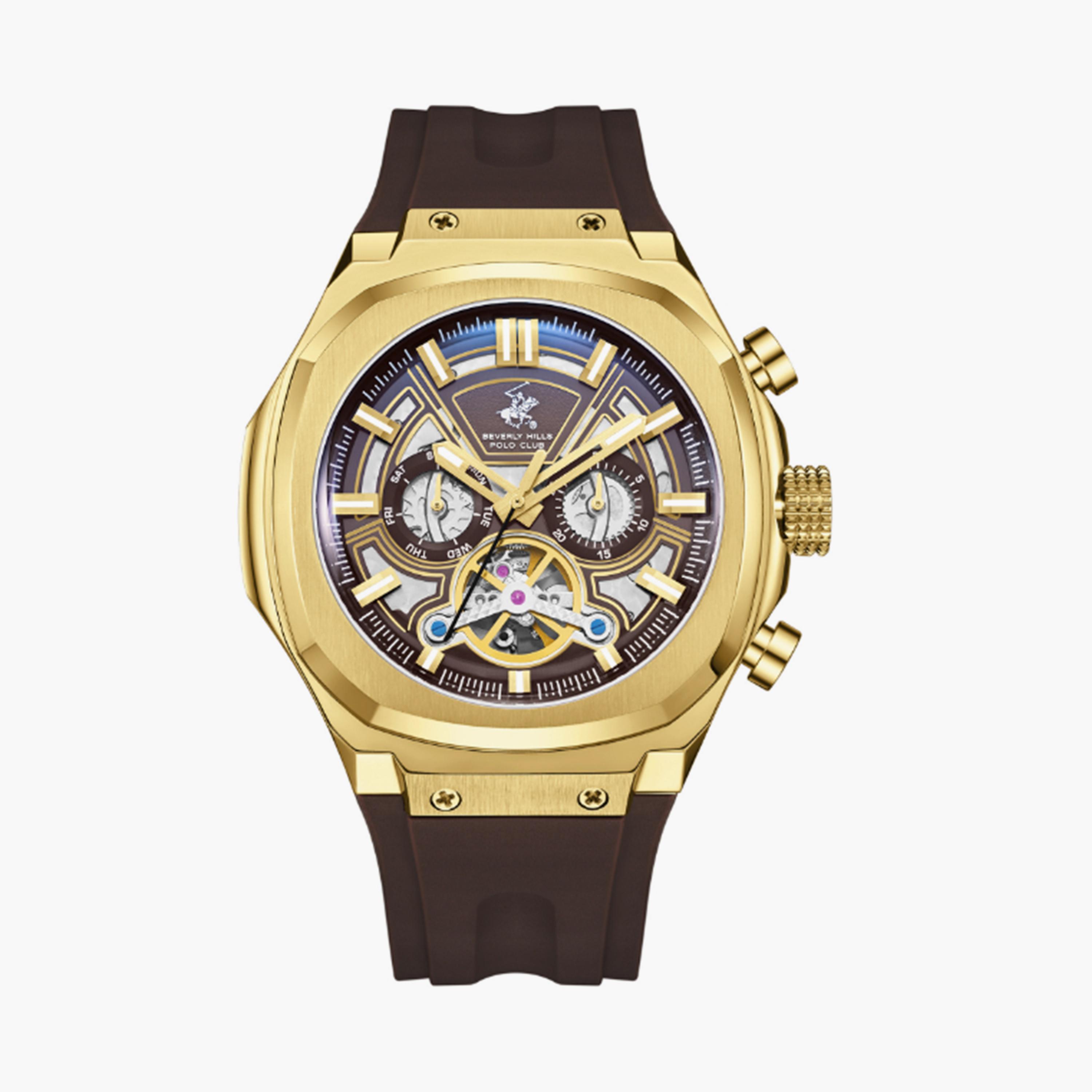 بيفرلي هيلز بولو كلوب- ساعة  كرونوغراف للرجال سوار سيليكون  46مم لون بني | BP3750X.142-men-watchesandjewellery-watches-image-1