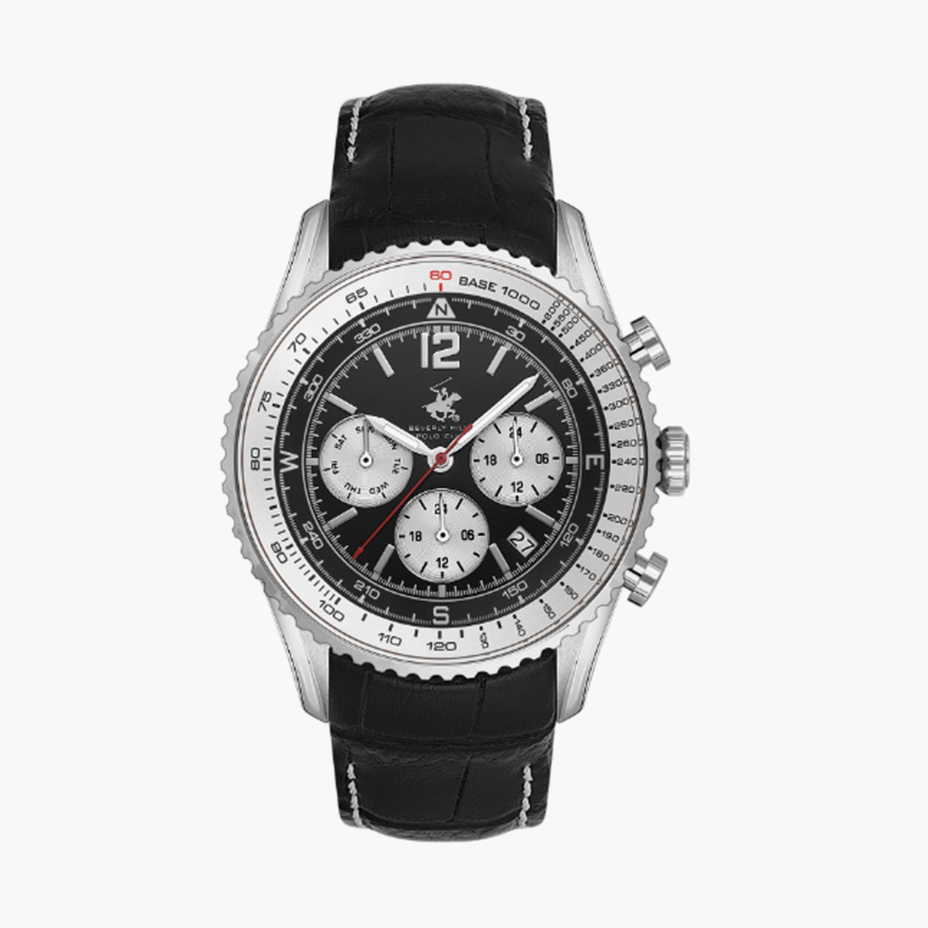 بيفرلي هيلز بولو كلوب- ساعة  كرونوغراف للرجال سوار جلدي  43مم لون أسود | BP3723X.351-men-watchesandjewellery-watches-image-1