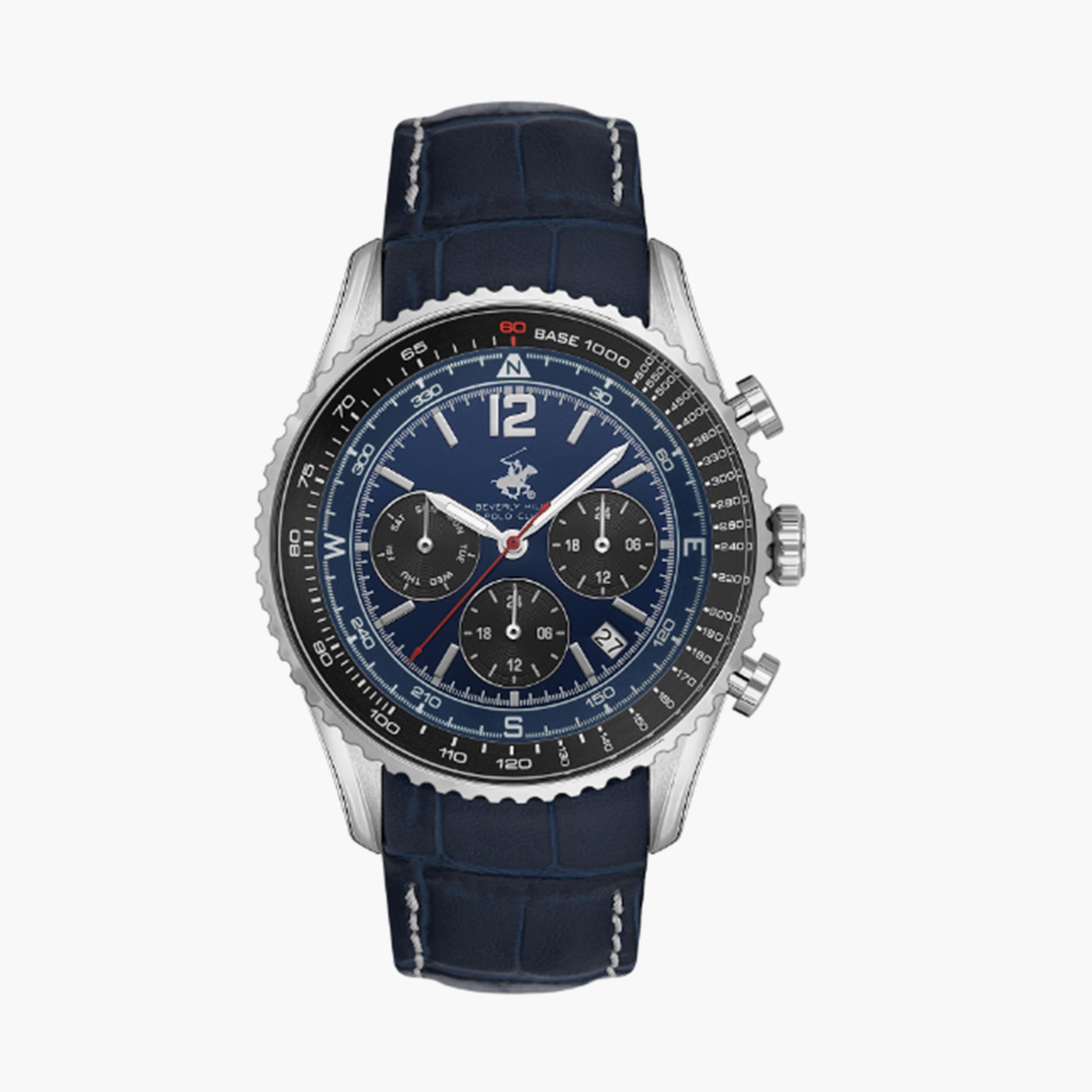 Beverly Hills Polo Club Men's 43MM Blue Chronograph Leather Strap Watch | BP3723X.399-men-watchesandjewellery-watches-image-1