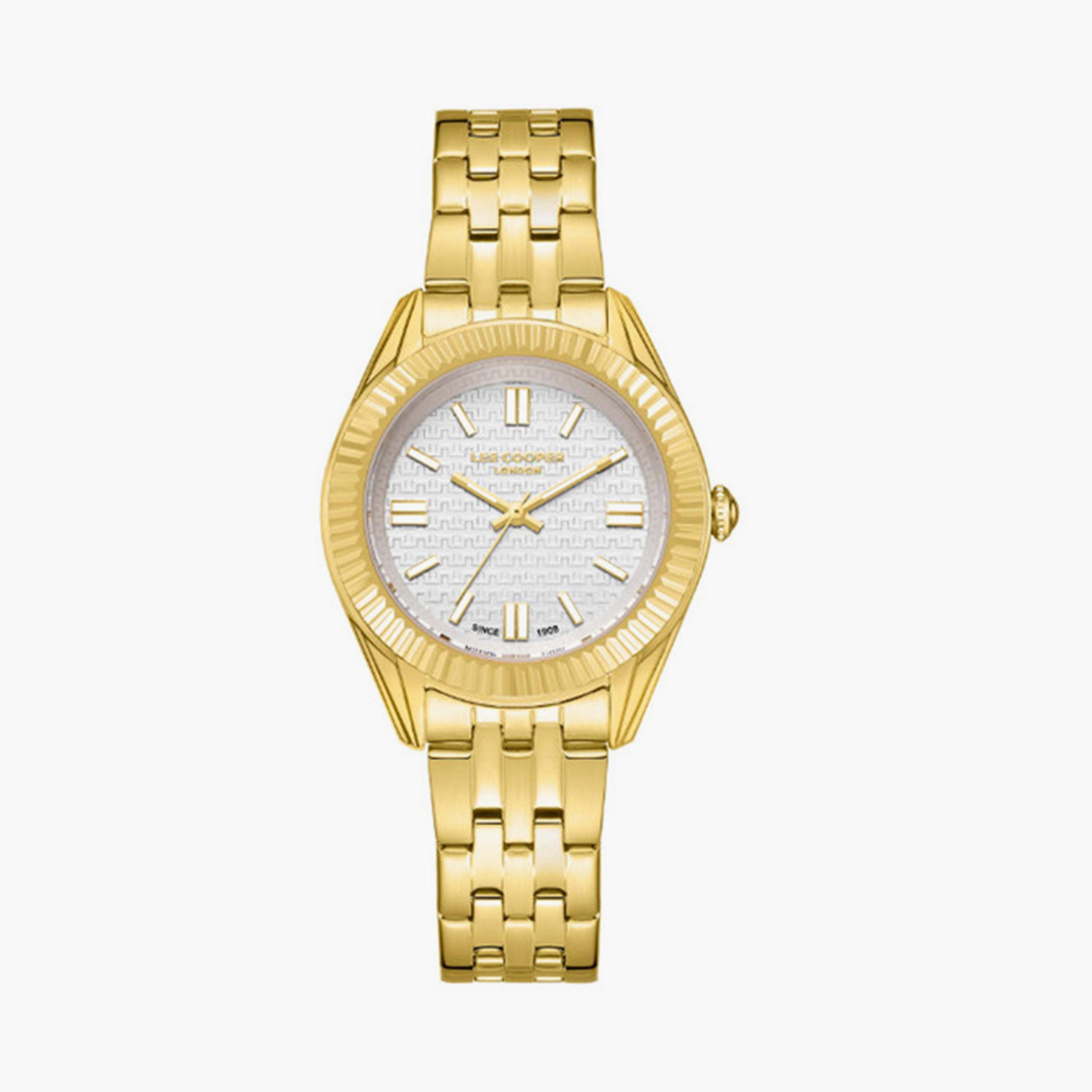 لي كوبر- ساعة  تناظرية للنساء سوار معدني  34مم لون ذهبي | LC08038.130-women-watchesandjewellery-watches-image-1