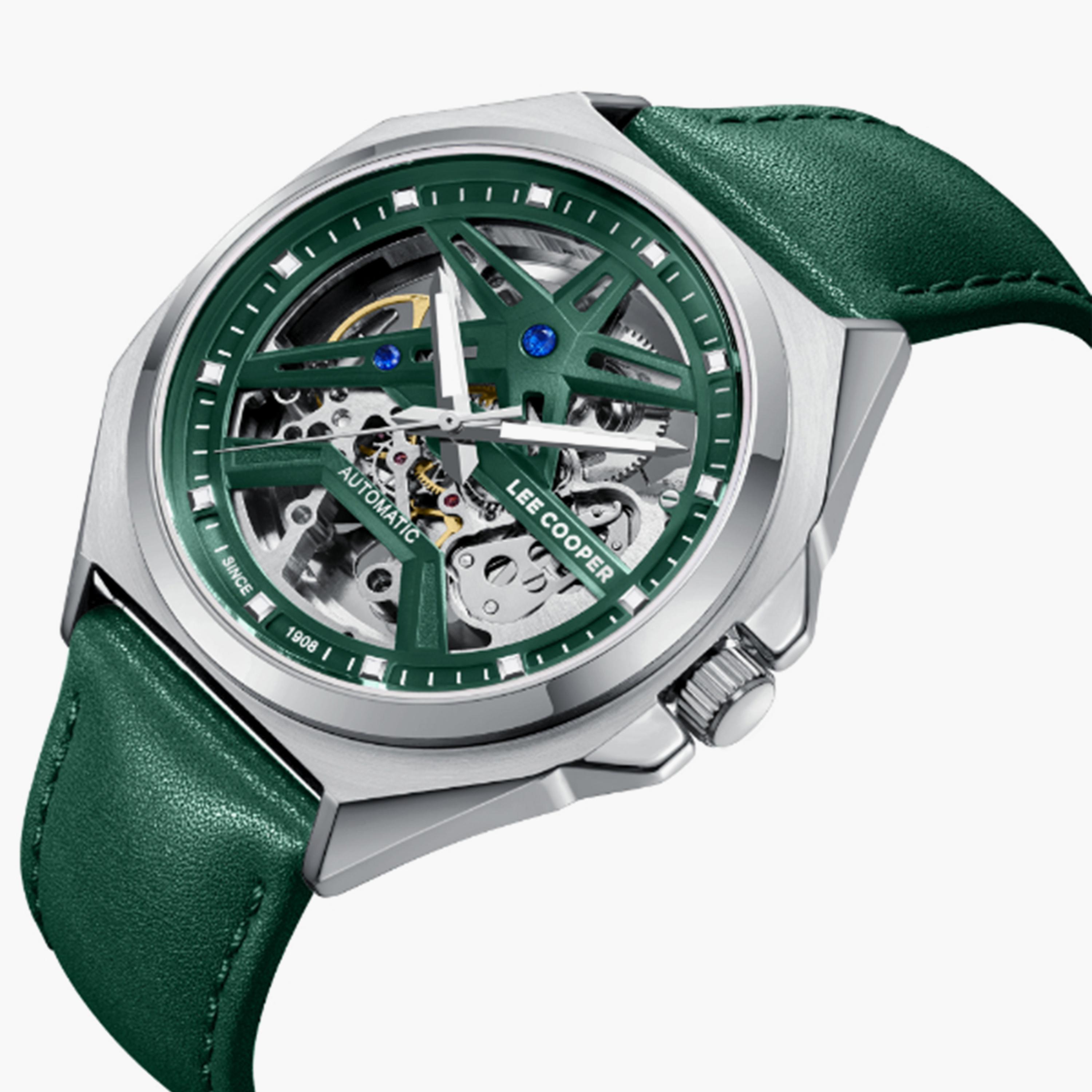 لي كوبر- ساعة  كرونوغراف للرجال سوار جلدي  44مم لون أخضر | LC08103.377-men-watchesandjewellery-watches-image-2