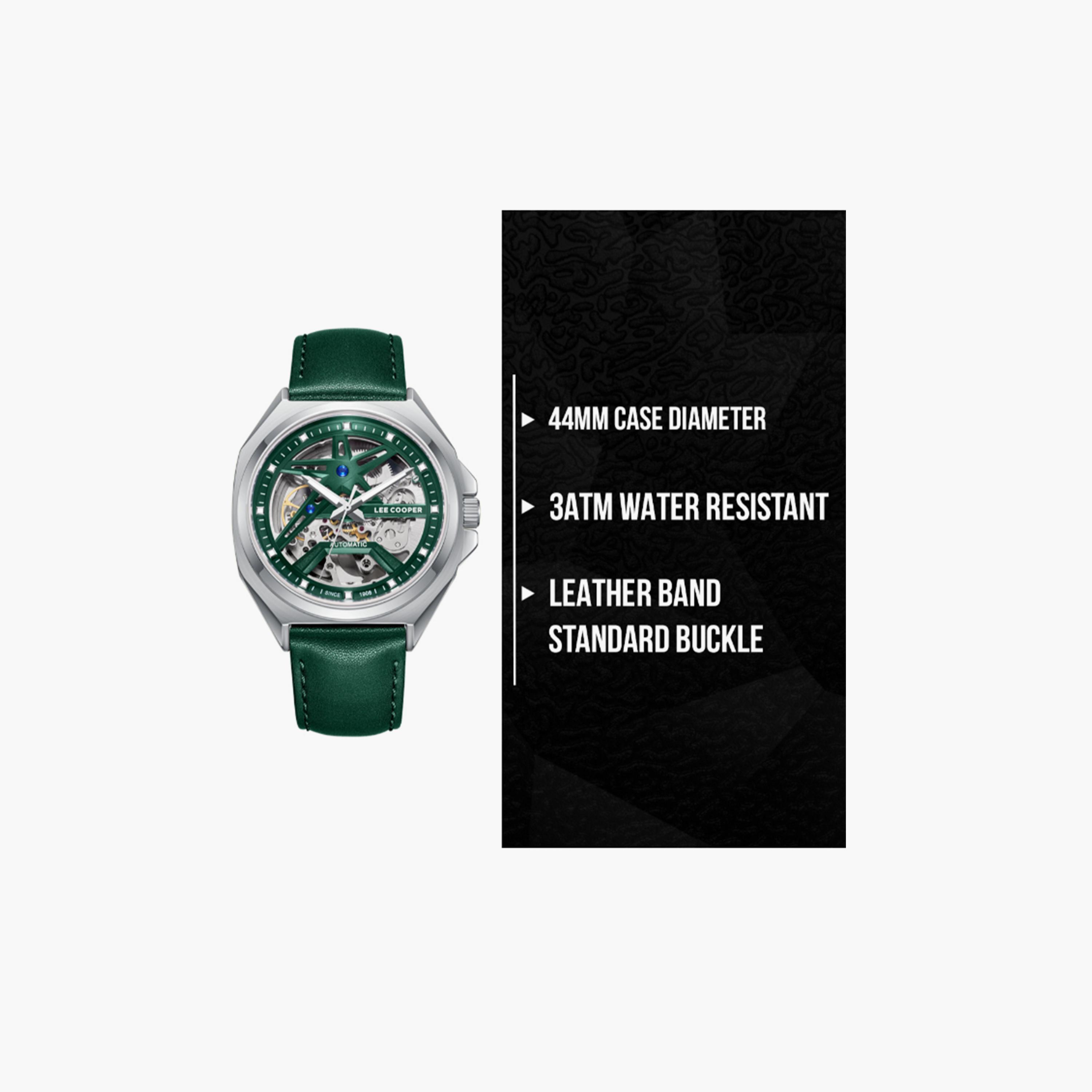 لي كوبر- ساعة  كرونوغراف للرجال سوار جلدي  44مم لون أخضر | LC08103.377-men-watchesandjewellery-watches-image-9