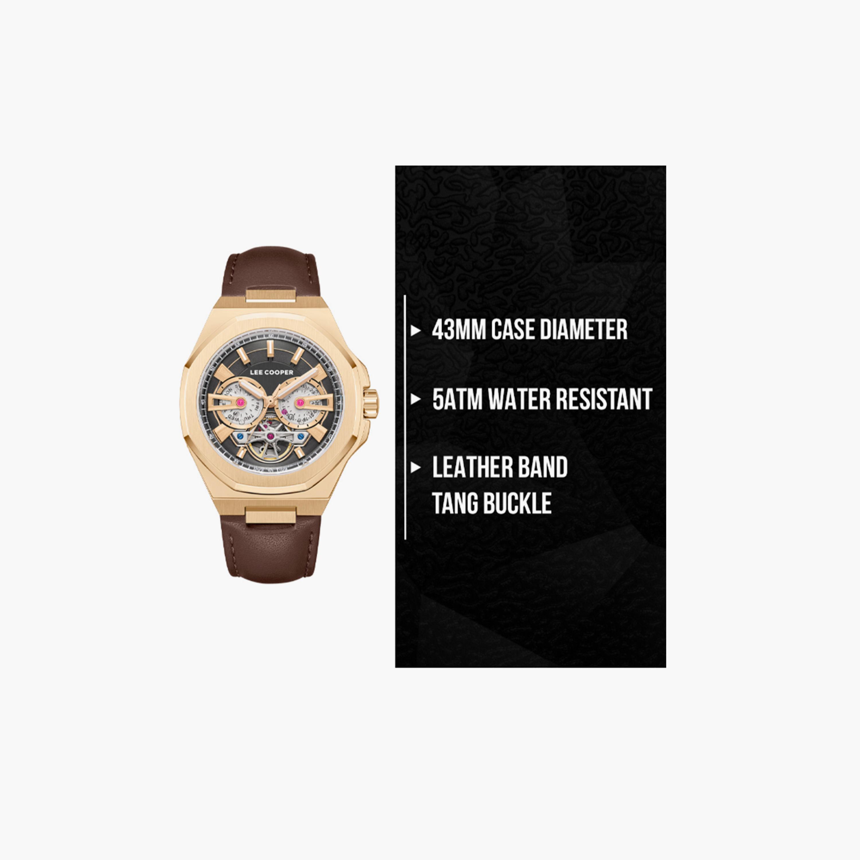Lee Cooper Men's 43MM Brown Chronograph Leather Strap Watch | LC08125.462-men-watchesandjewellery-watches-image-9