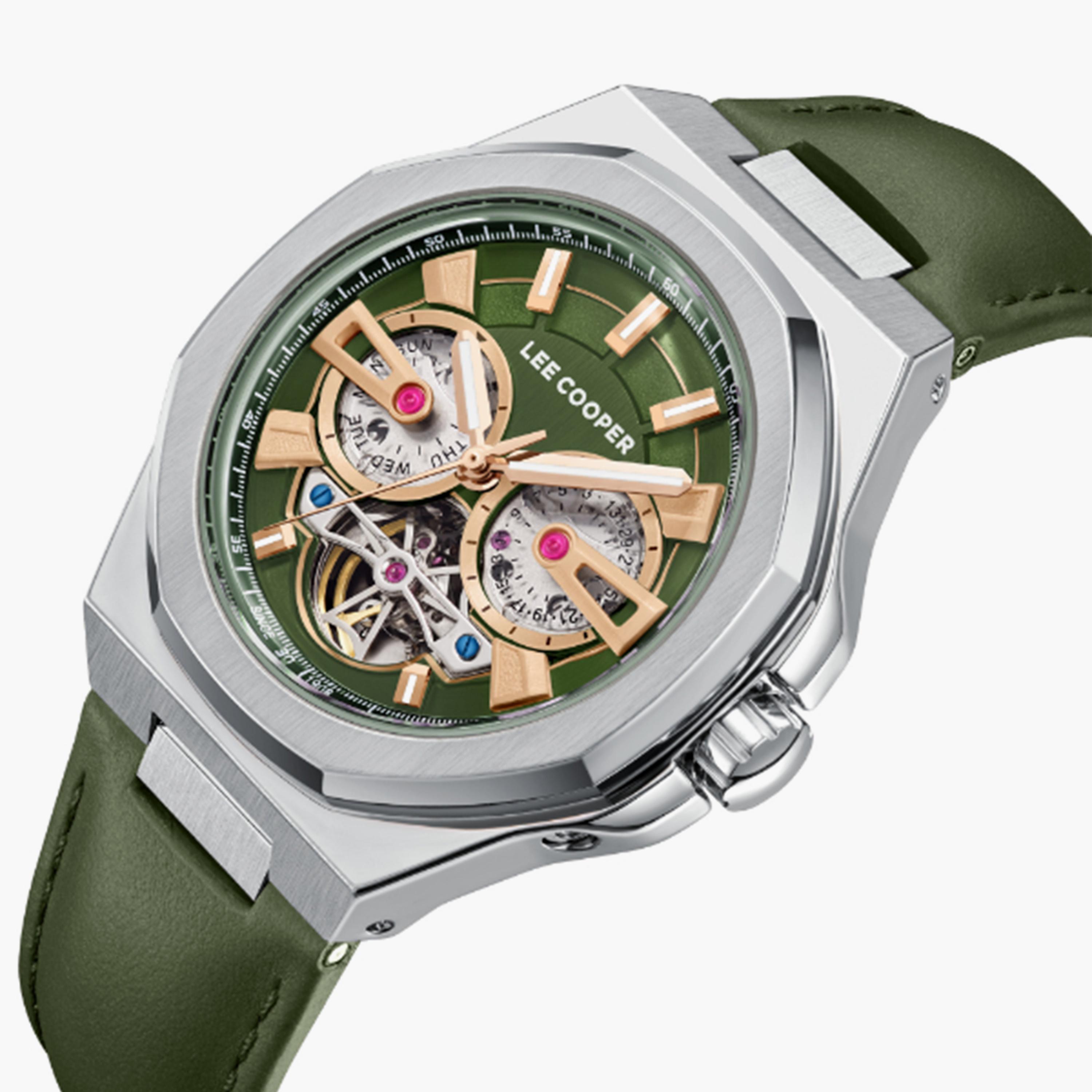 لي كوبر- ساعة  كرونوغراف للرجال سوار جلدي  43مم لون أخضر | LC08125.375-men-watchesandjewellery-watches-image-2