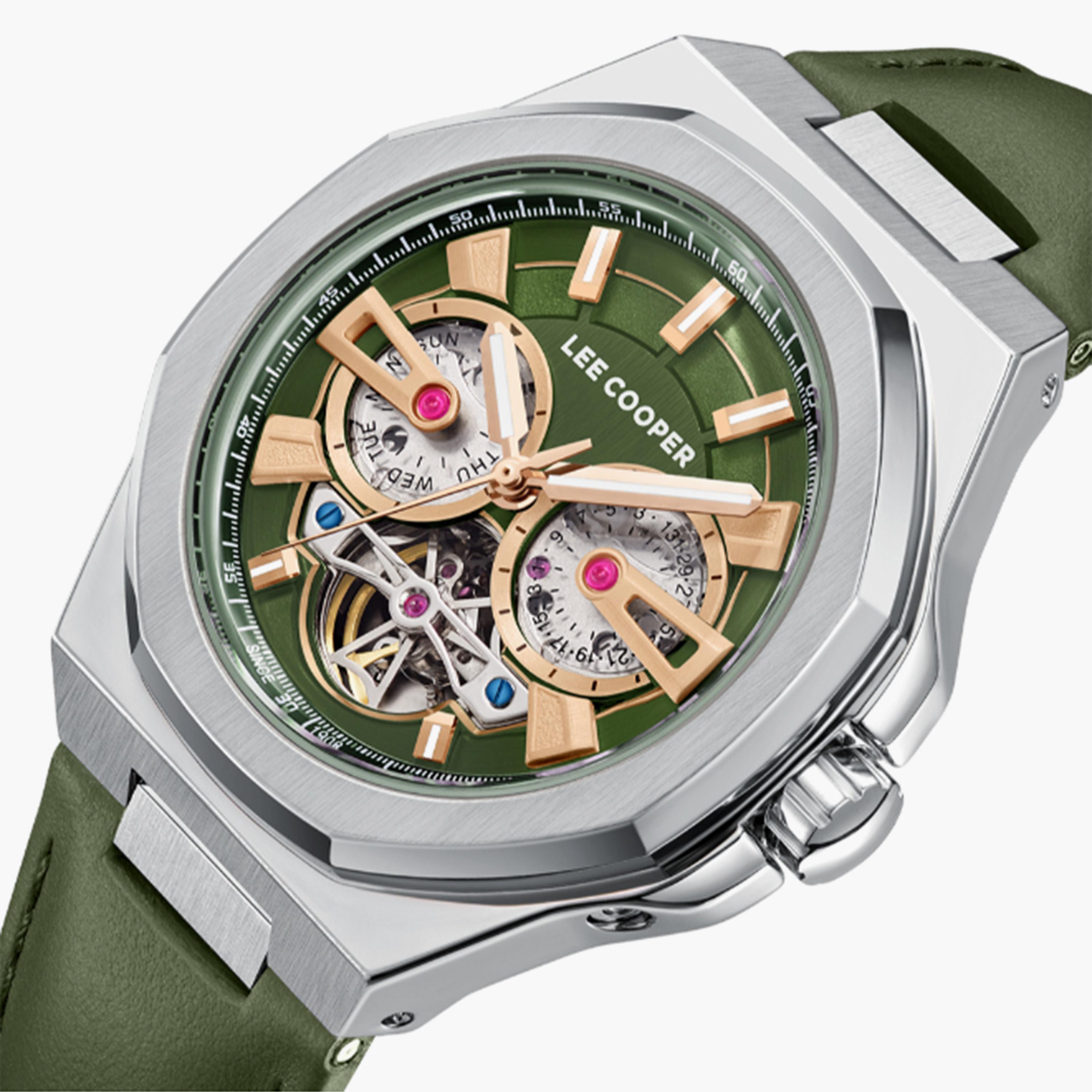 لي كوبر- ساعة  كرونوغراف للرجال سوار جلدي  43مم لون أخضر | LC08125.375-men-watchesandjewellery-watches-image-5