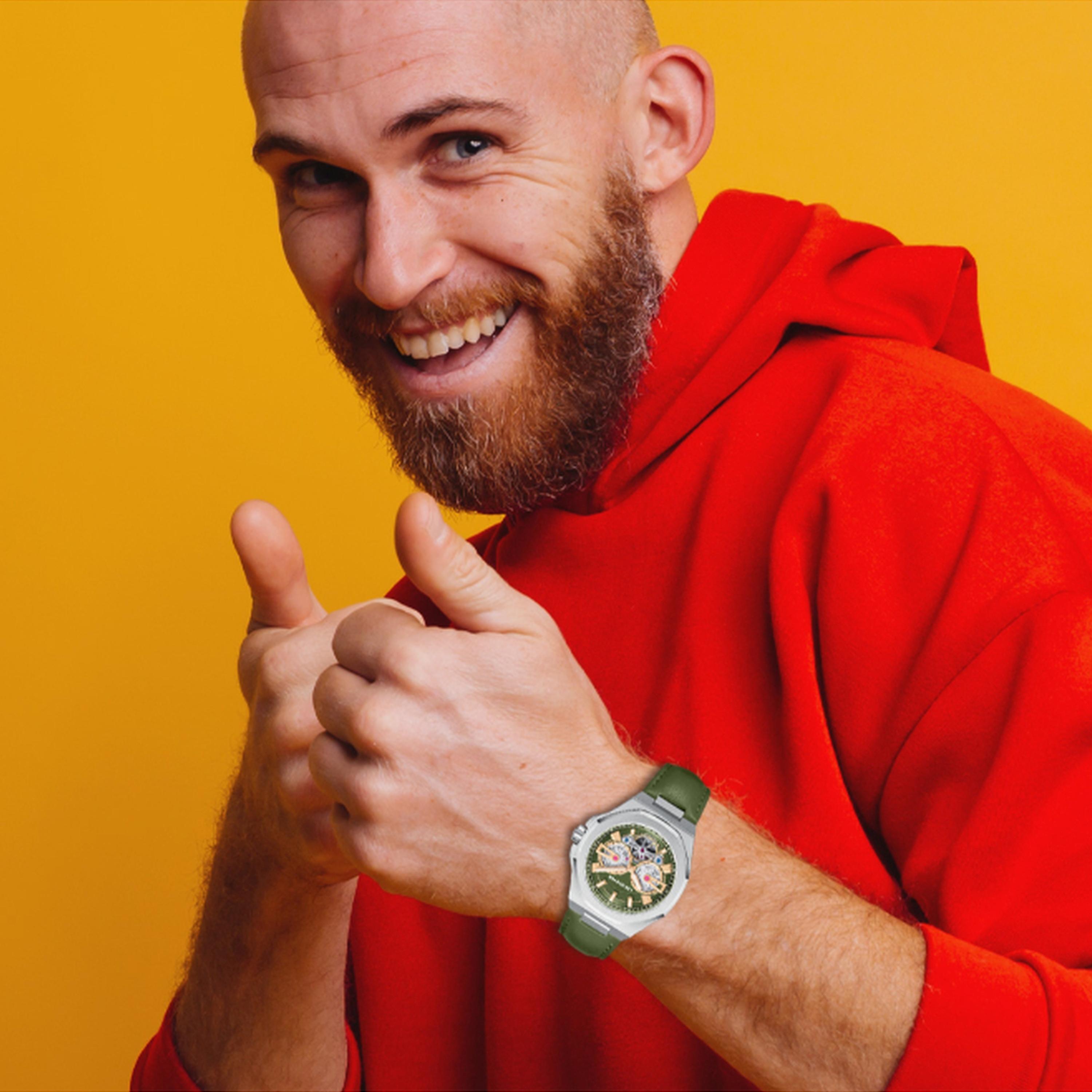 لي كوبر- ساعة  كرونوغراف للرجال سوار جلدي  43مم لون أخضر | LC08125.375-men-watchesandjewellery-watches-image-7