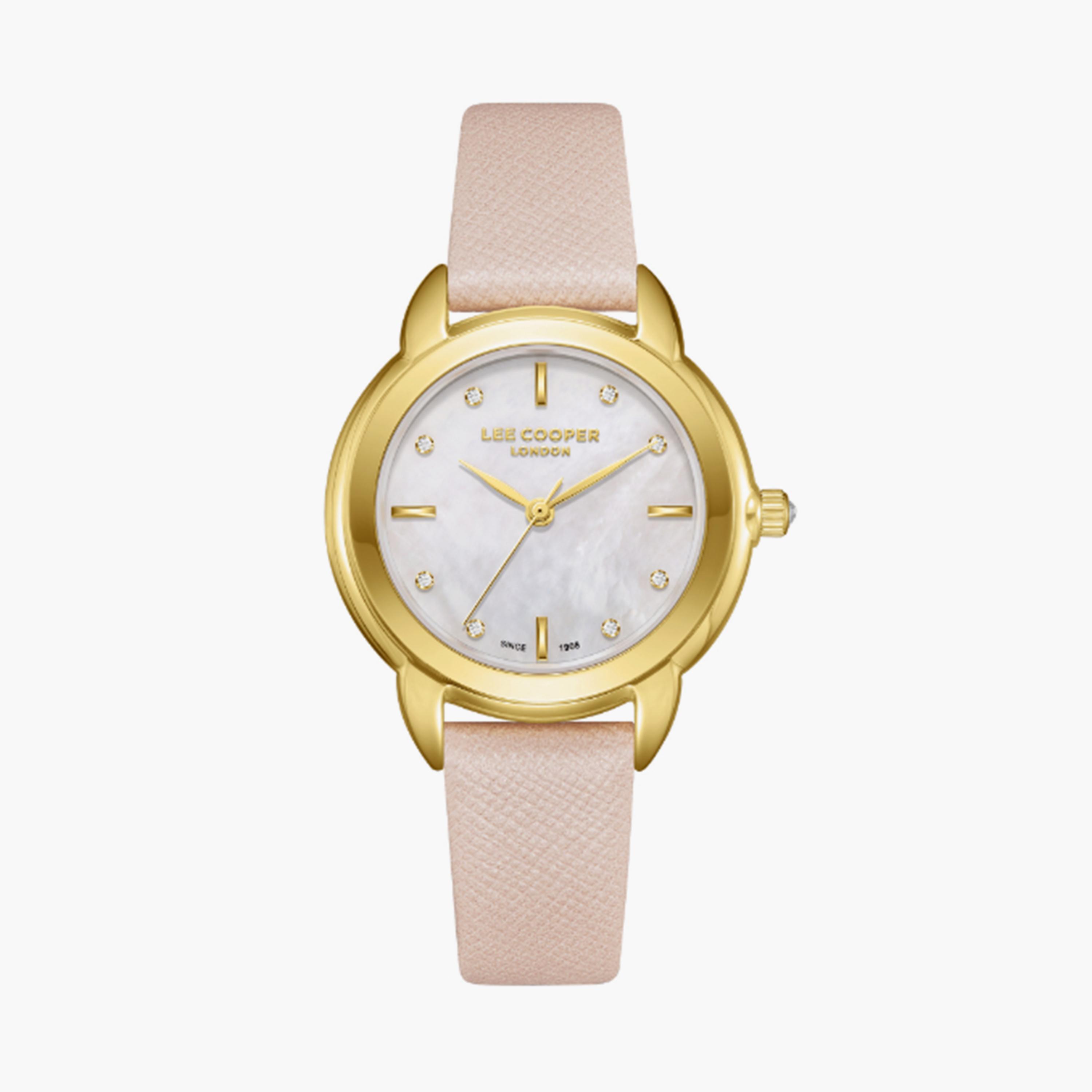 Lee Cooper Women's 32MM Pink Analog Leather Strap Watch | LC08025.120-women-watchesandjewellery-watches-image-1