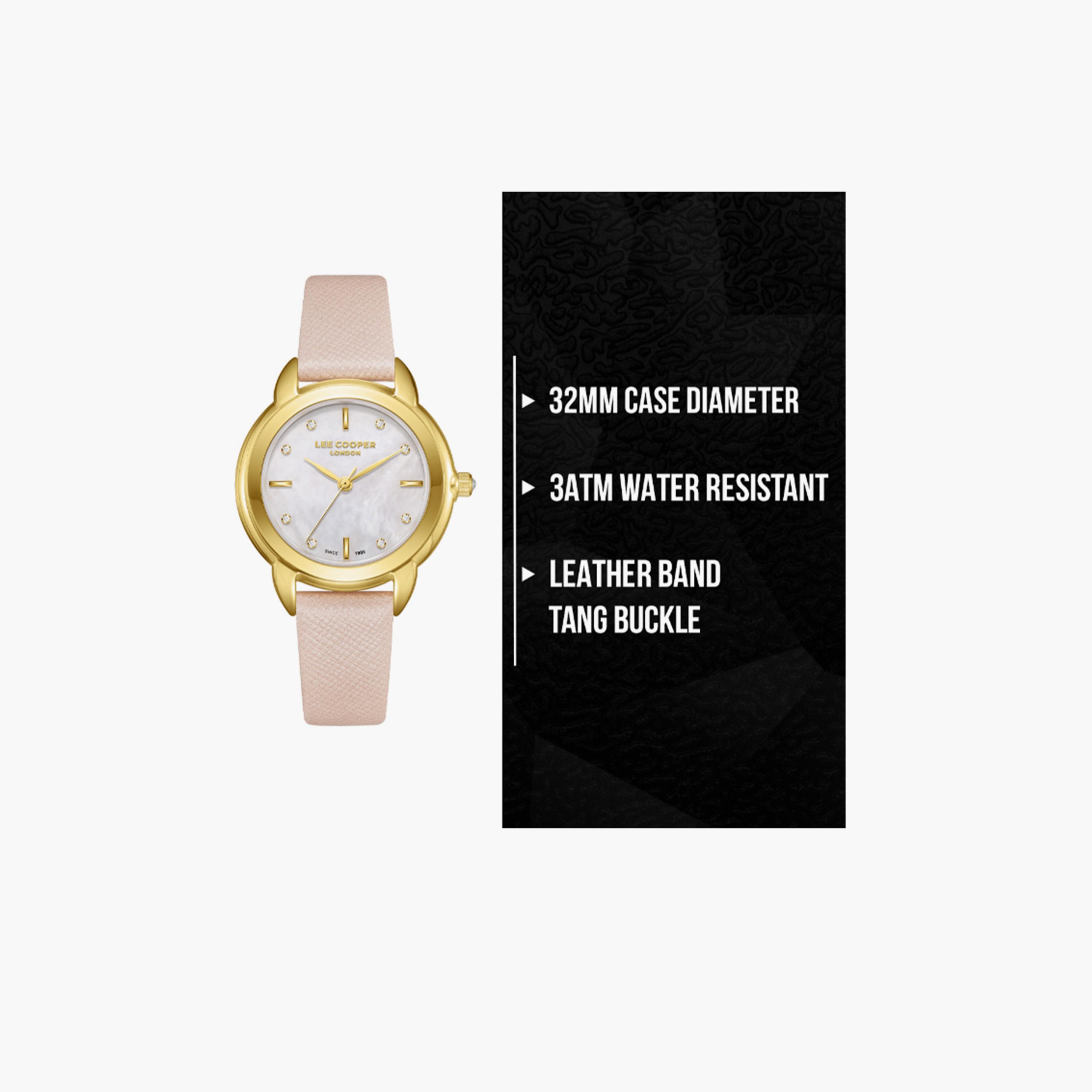 Lee Cooper Women's 32MM Pink Analog Leather Strap Watch | LC08025.120-women-watchesandjewellery-watches-image-9