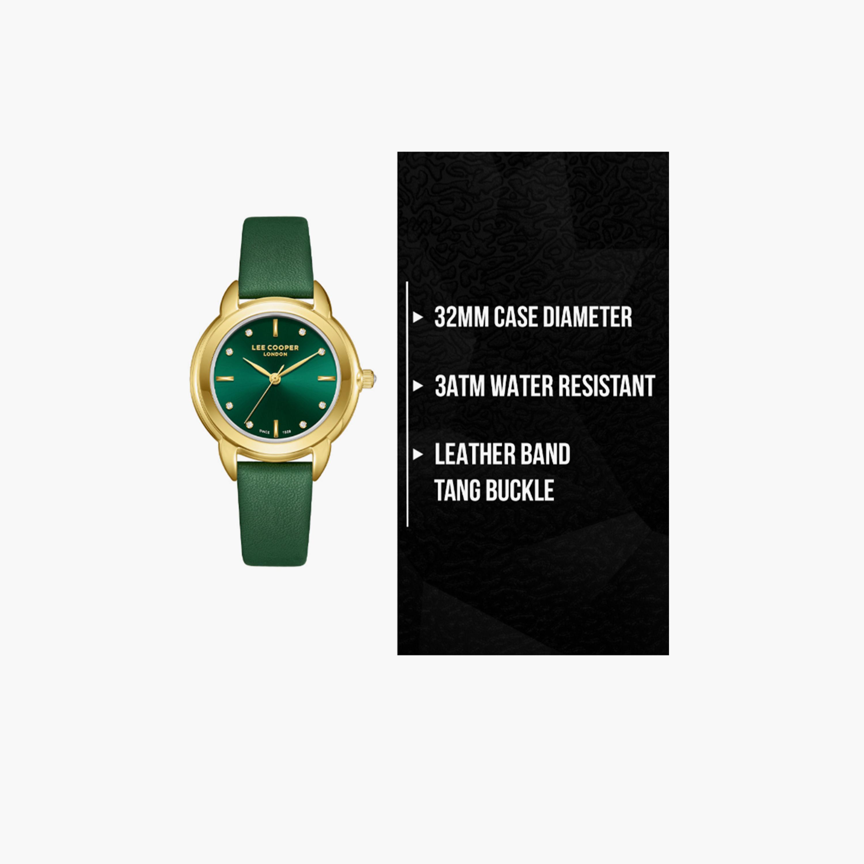 لي كوبر- ساعة  تناظرية للنساء سوار جلدي  32مم لون أخضر | LC08025.175-women-watchesandjewellery-watches-image-9
