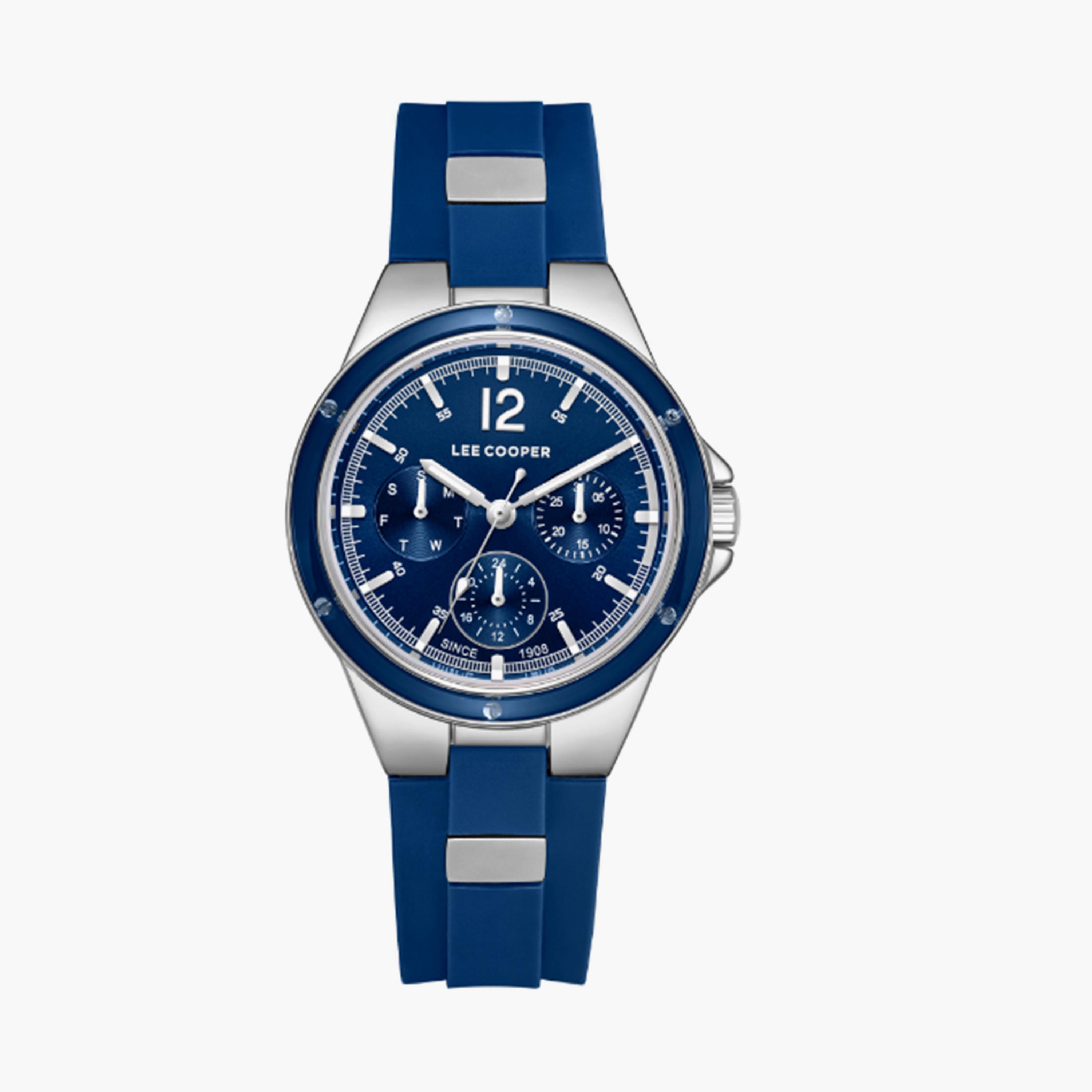 لي كوبر- ساعة  كرونوغراف للنساء سوار سيليكون  35مم لون أزرق | LC08099.399-women-watchesandjewellery-watches-image-1
